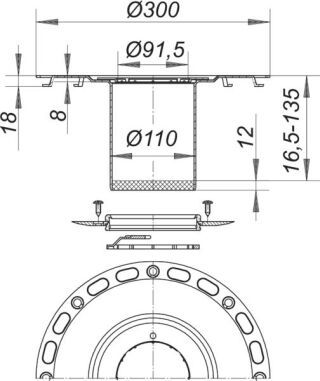 DALLMER TistoDrain Aufstockelement Dallmer - DALLMER TistoDrain Aufstockelement