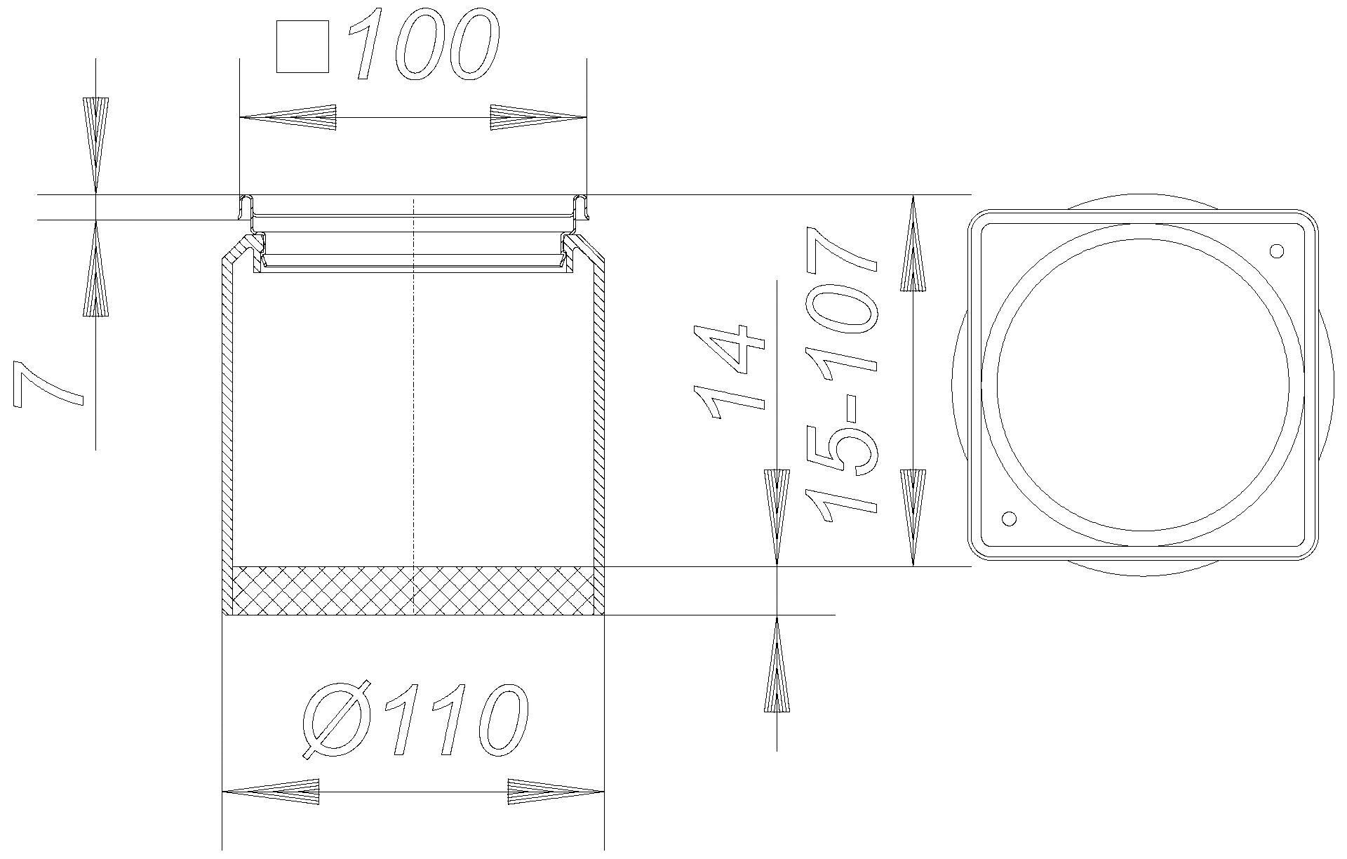 DALLMER Aufsatzrahmen ECS 10 V4A, 100 x 100 mm