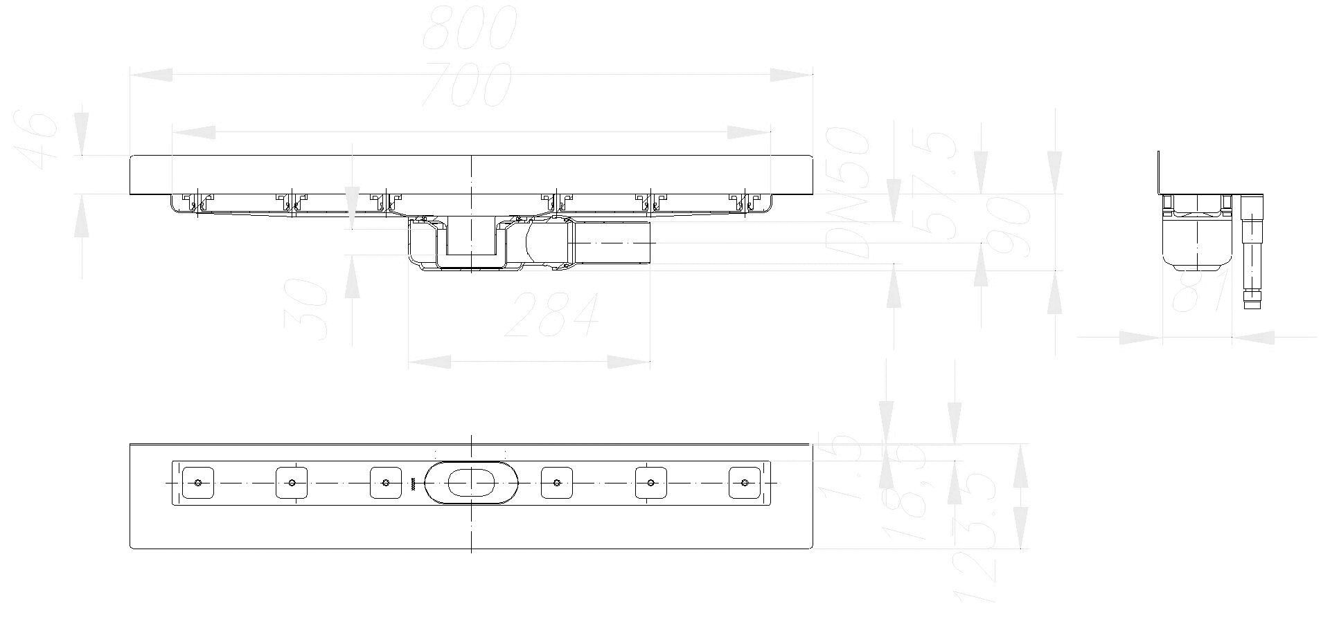 Dallmer - DALLMER Duschrinne CeraLine PLAN W 700 mm, DN 50