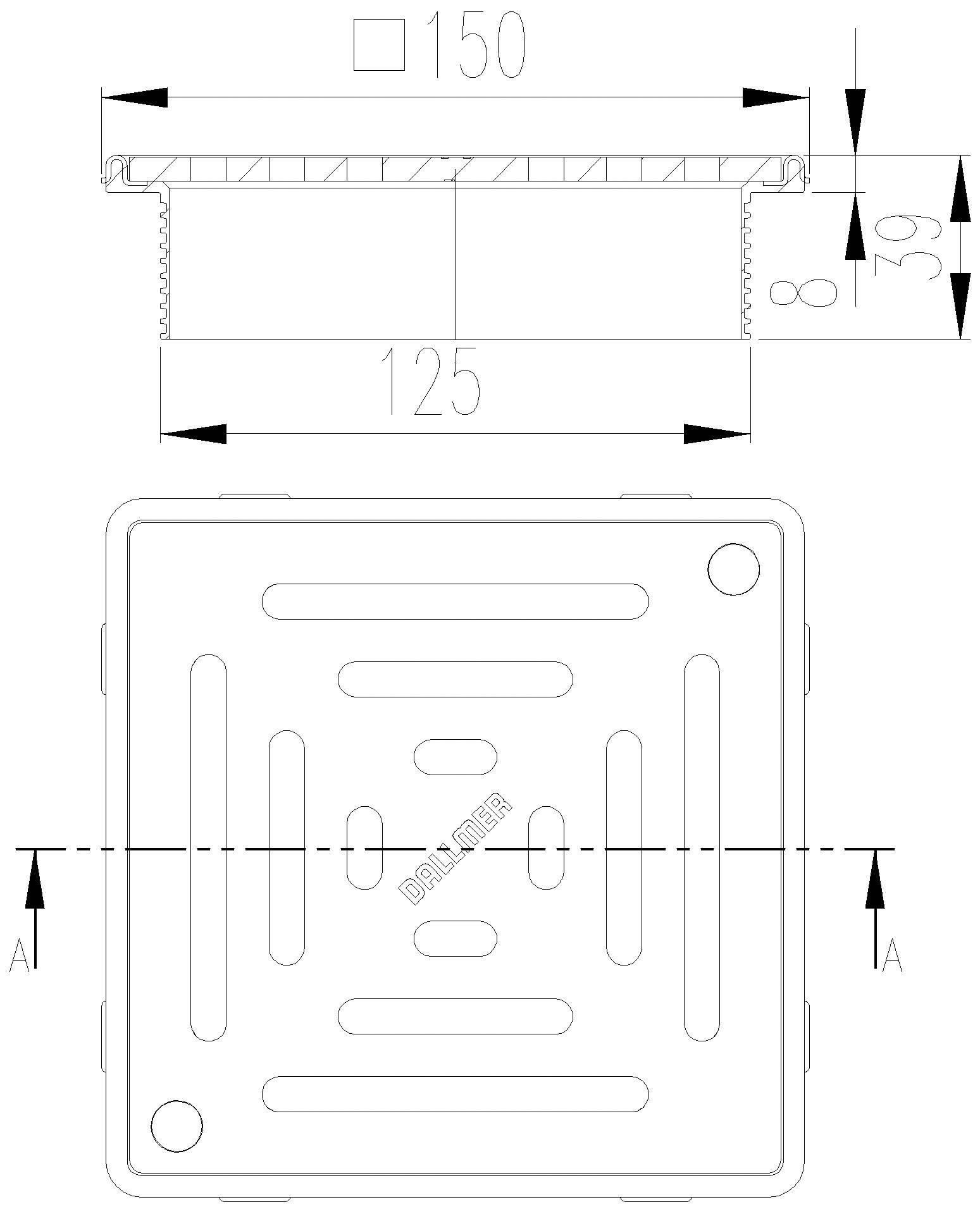 DALLMER Aufsatz DallDrain Select Plus, 150 x 150 mm