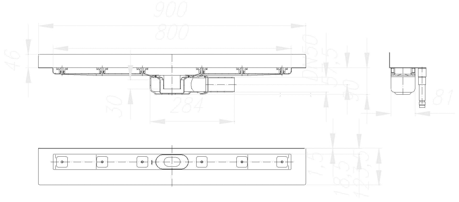 Dallmer - DALLMER Duschrinne CeraLine PLAN W 800 mm, DN 50