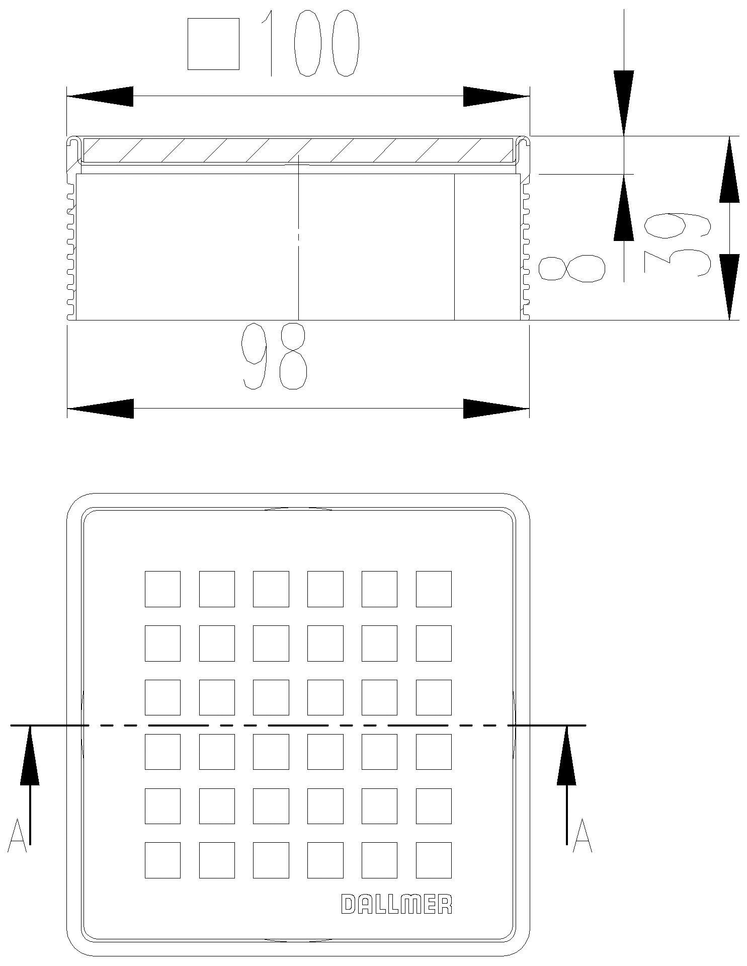 DALLMER Aufsatz DallDrain Select Quadra, 100 x 100 mm