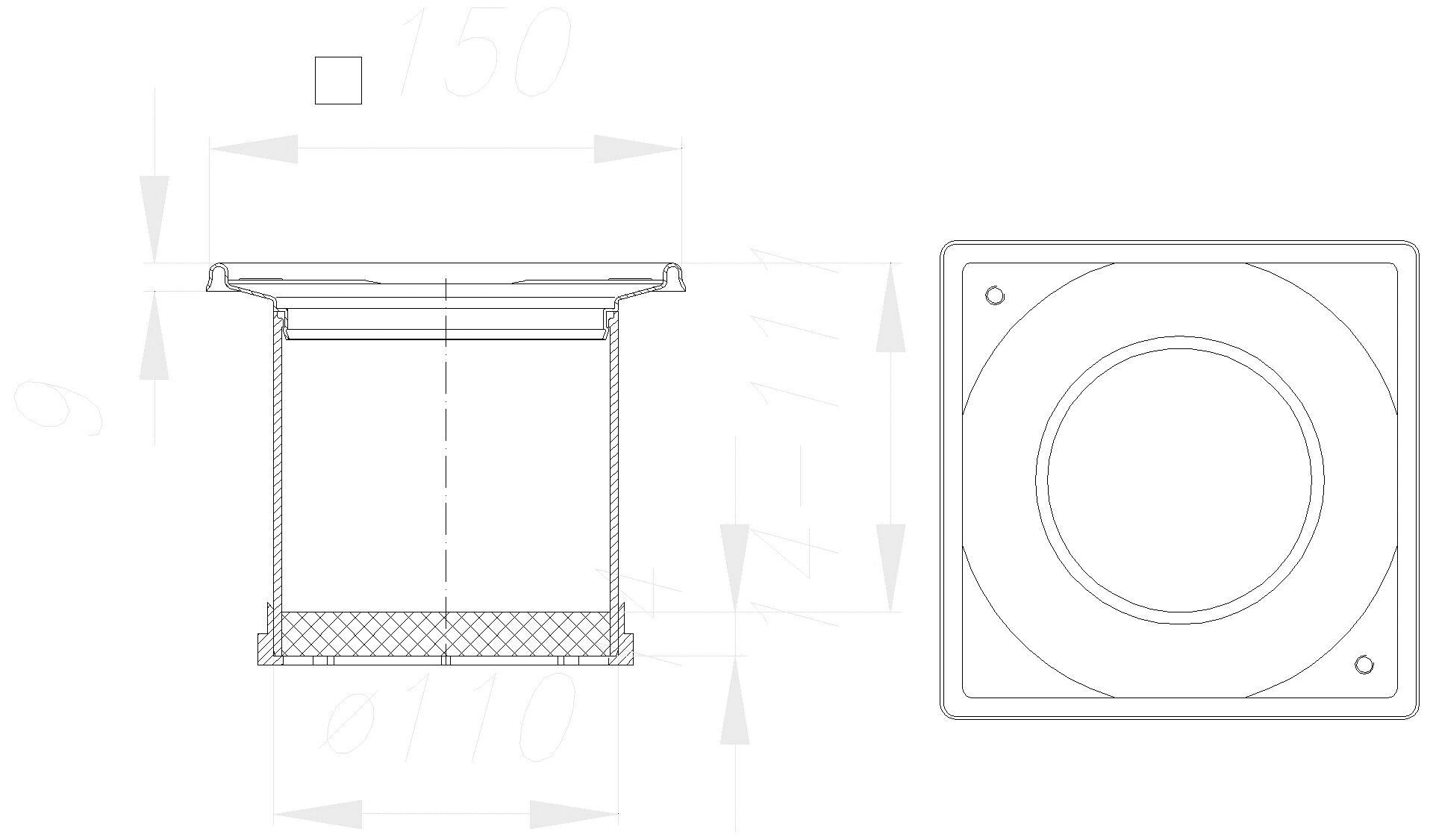 Dallmer - DALLMER Aufsatzrahmen SES 10, 150 x 150 mm