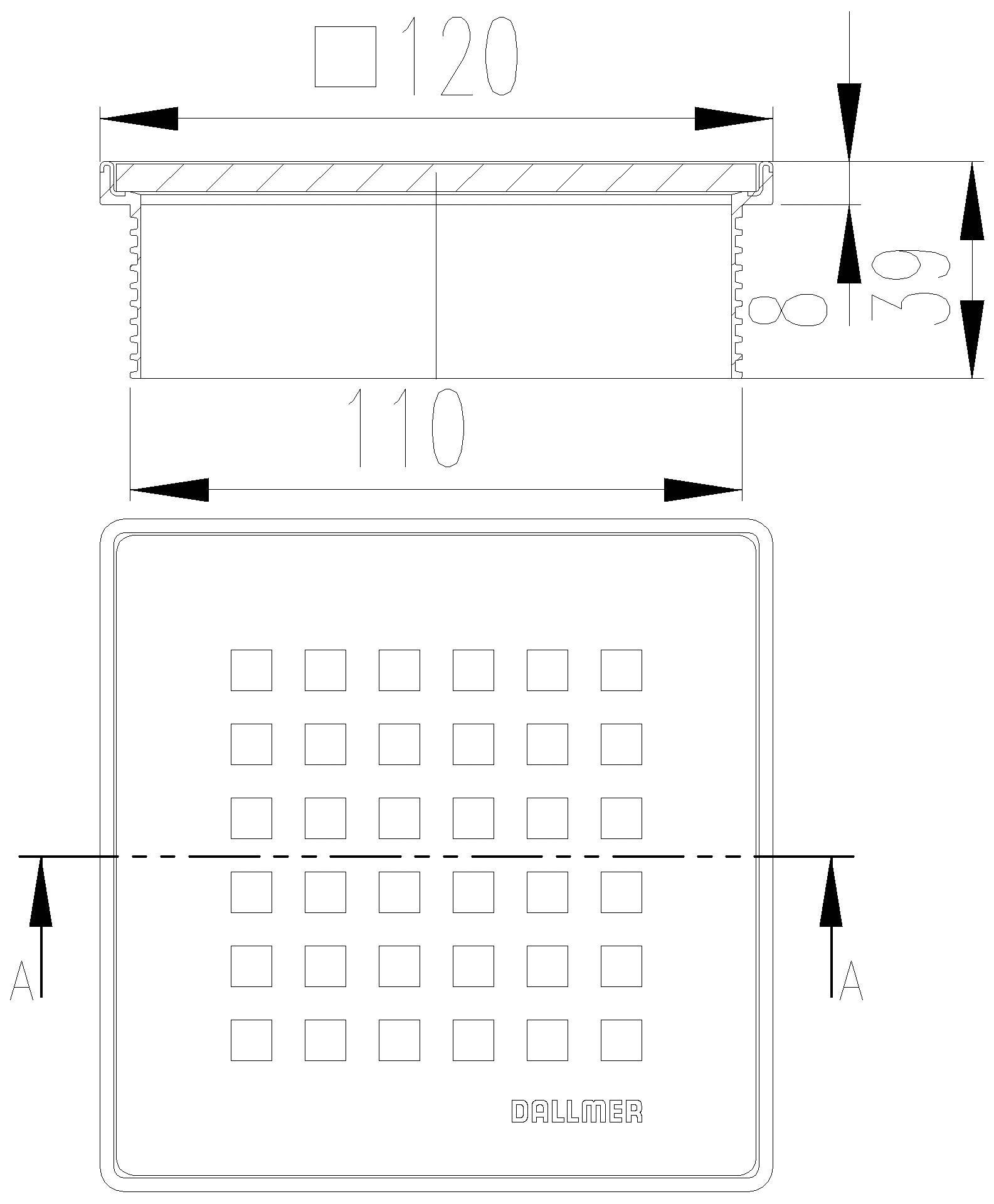 DALLMER Aufsatz DallDrain Select Quadra, 120 x 120 mm