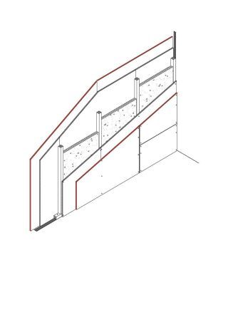 Einfachständerwand nichttragend, 1 x 12,5 mm DANO® Platte + 13 mm Holzwerkstoffplatte