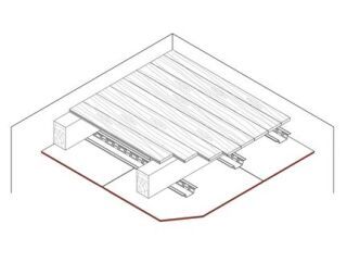 Gipsplatten-Unterdecke für Holzbalkendecke, 1 x 12,5 mm DANO® Platte, mit Hutfederschiene
