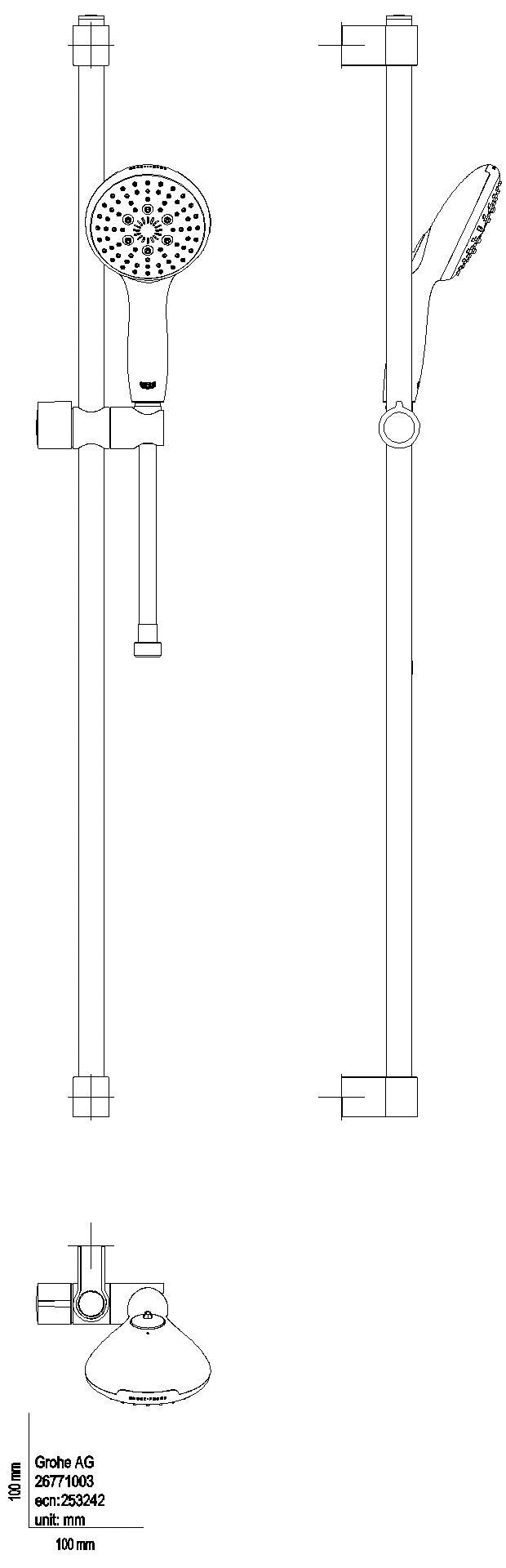 GROHE Brausestangenset Tempesta 110 26771_3 900mm 3 Strahlarten 7,4l chrom