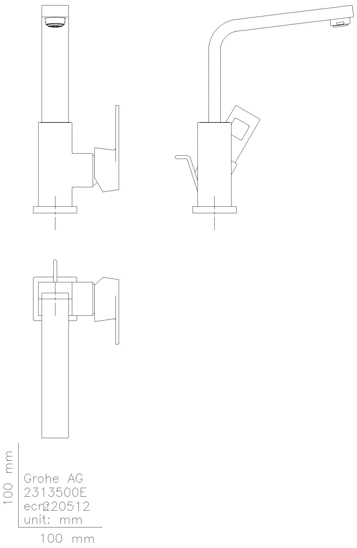 GROHE - GROHE EH-WT-Batterie Eurocube 23135 EcoJoy hoher Ausl. Zugst.-Abl.grt. chrom