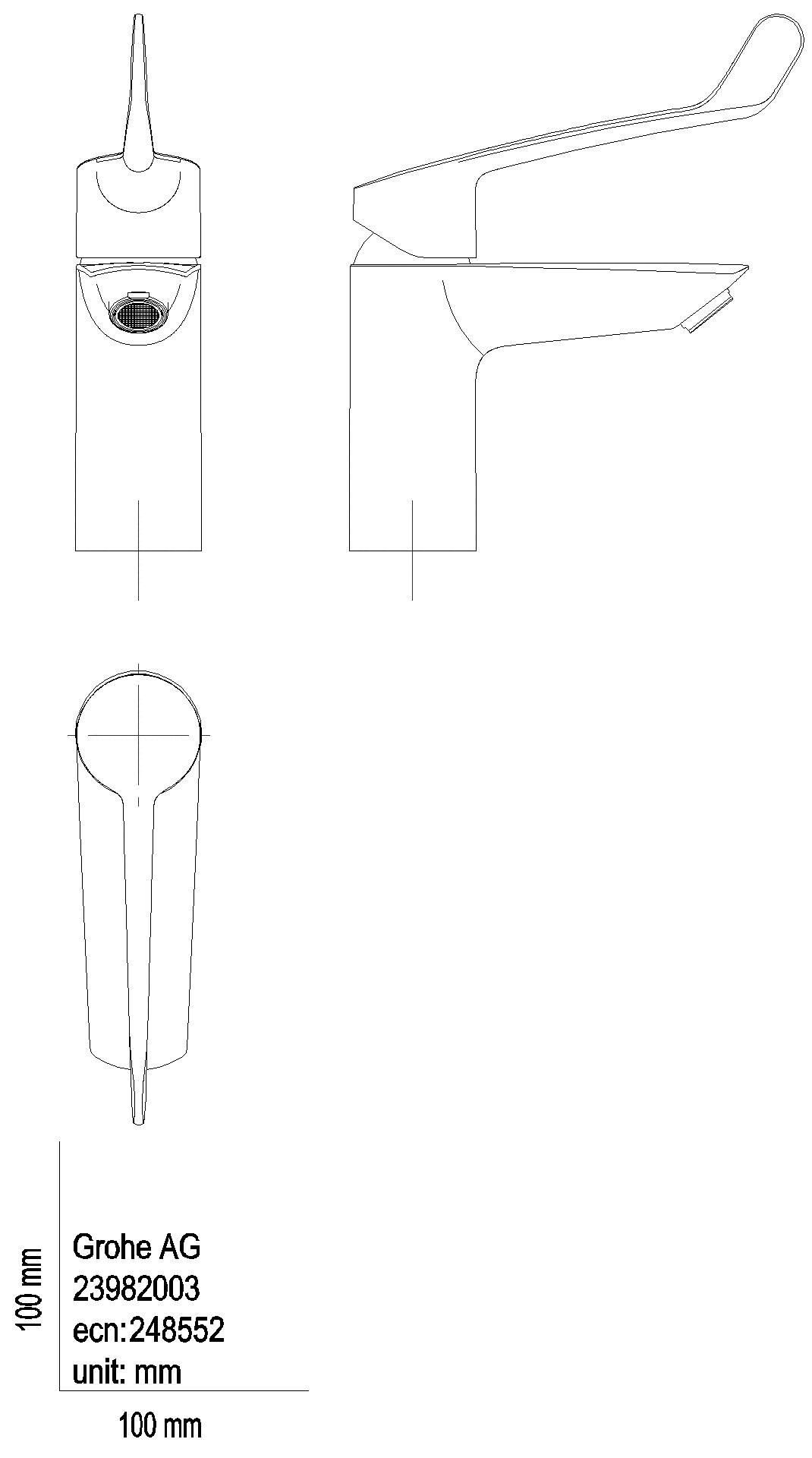GROHE - GROHE EH-WT-Batterie Eurosmart 23982_3 S-Size langer Hebel PO-Ablaufgarnitur chrom