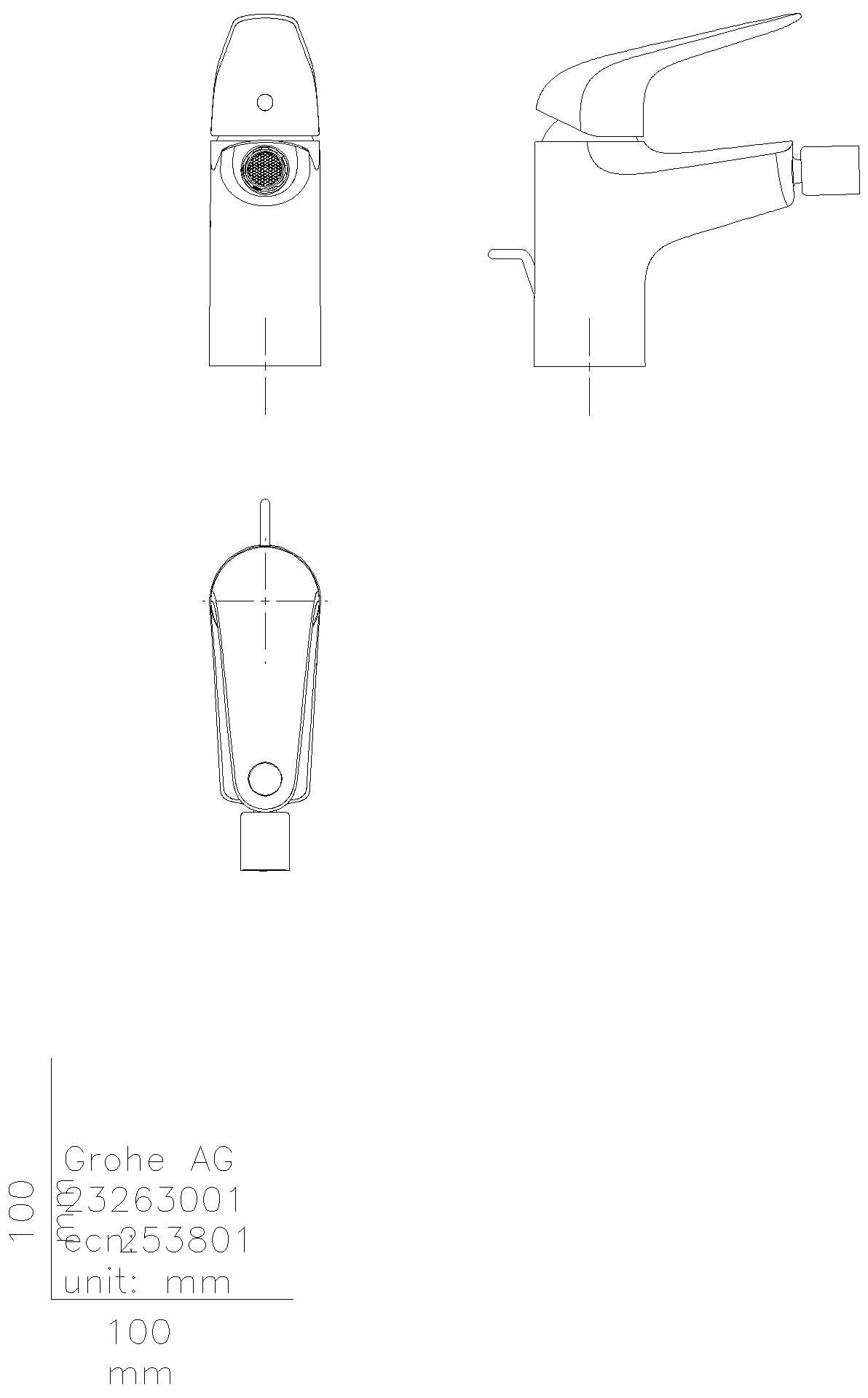 GROHE EH-Bidetbatterie Euroeco 23263_1 Zugstangen-Ablaufgarnitur chrom