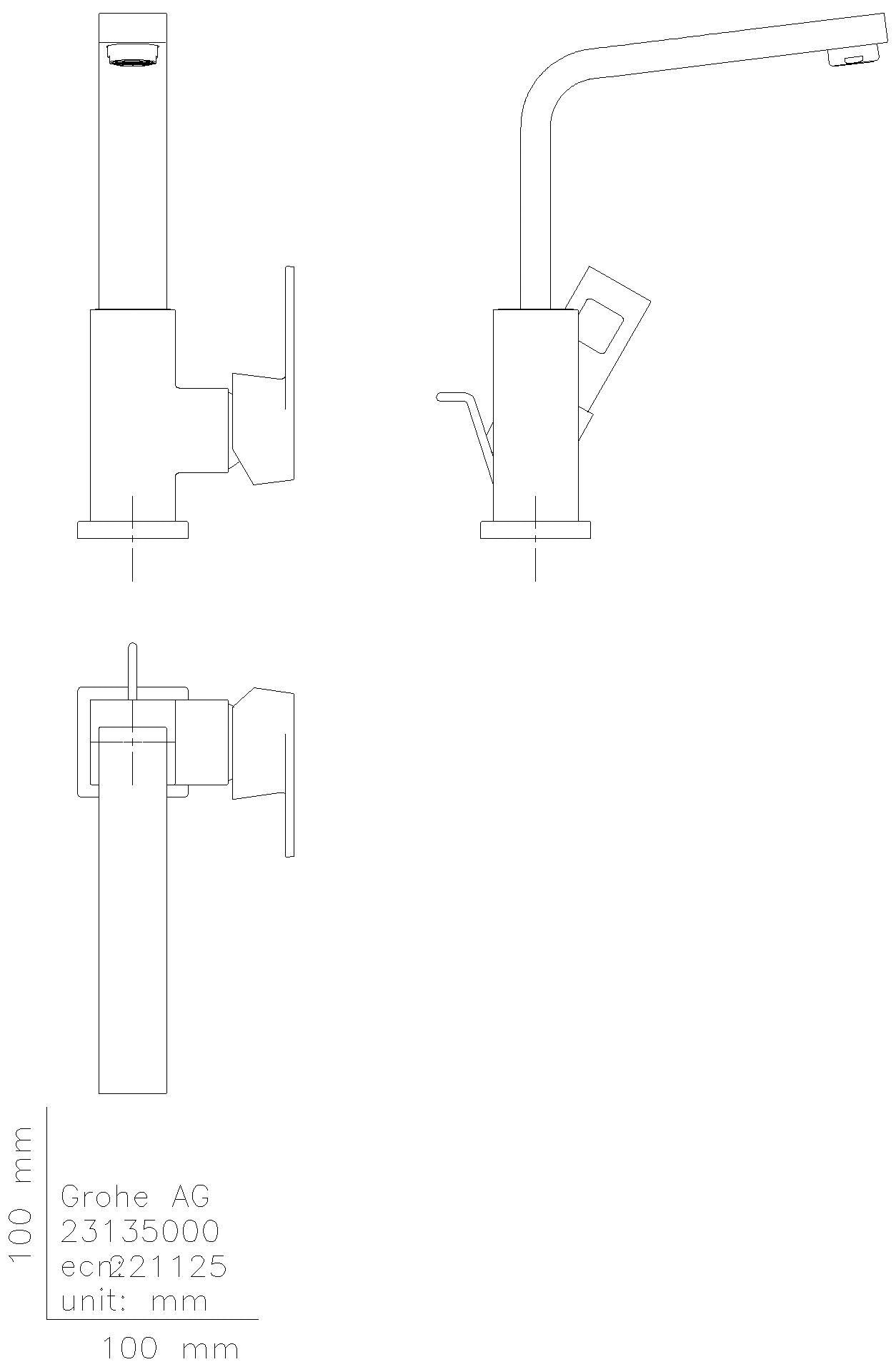 GROHE - GROHE EH-WT-Batterie Eurocube 23135 EcoJoy hoher Auslauf hard graphite geb.