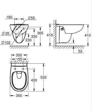 GROHE Bau Keramik Wand-Tiefspül-WC GROHE - GROHE Bau Keramik Wand-Tiefspül-WC