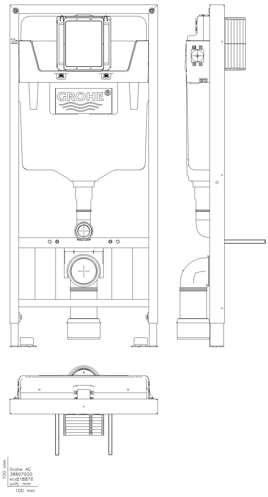 GROHE WC-Element Rapid SL 38897 BH 1,20m für WC m. Auflagefläche < 205mm