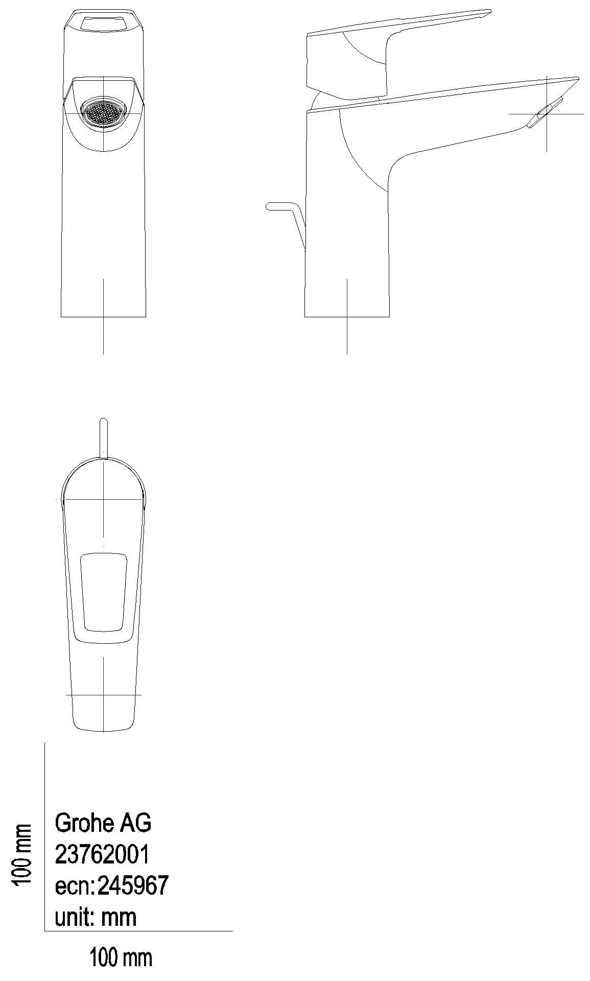 GROHE EH-WT-Batterie BauLoop 23887_1 M-Size Mittelstellung kalt chrom