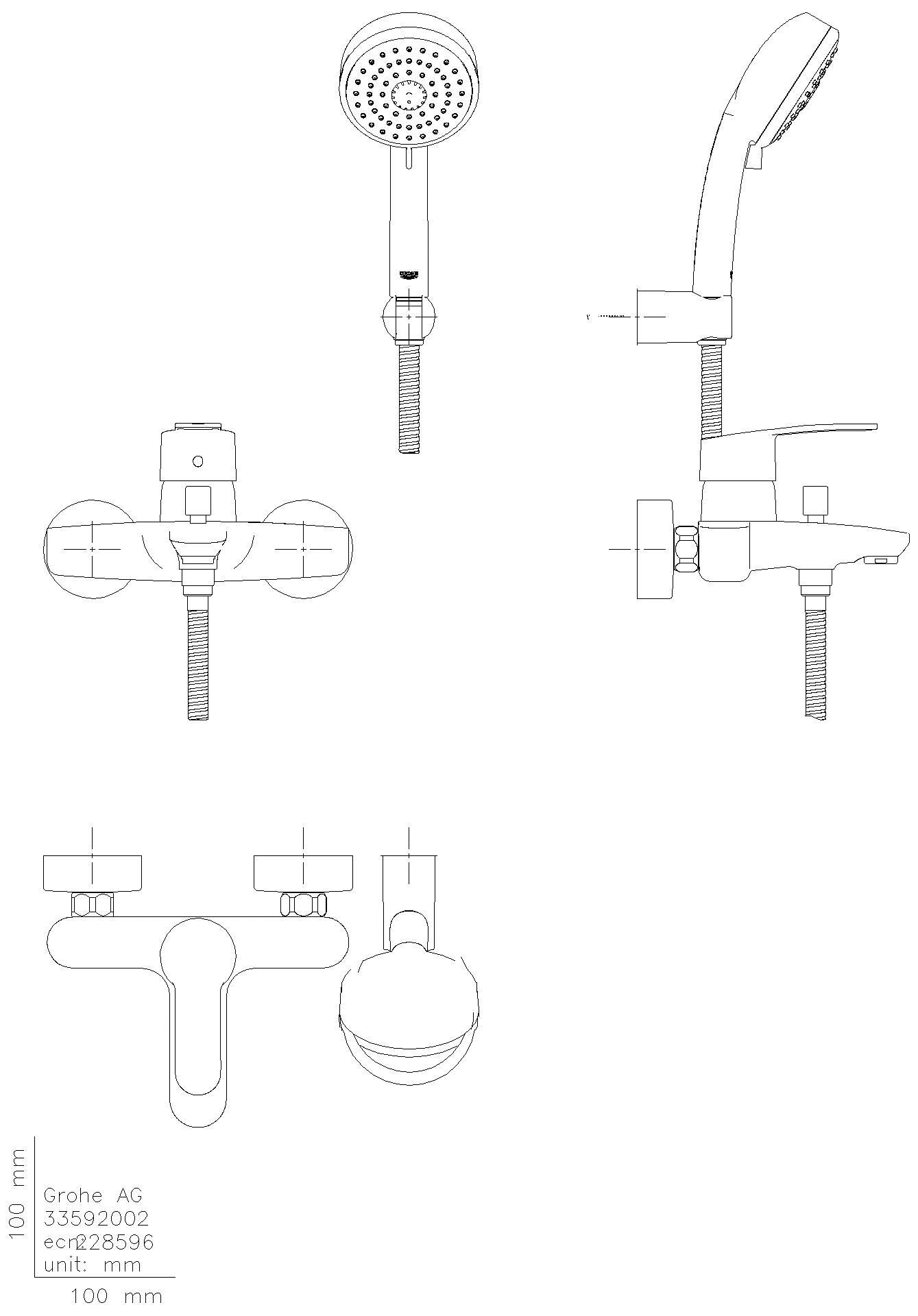 GROHE EH-Wannenbatterie Eurostyle C 33592_2 mit Wandhalterset chrom