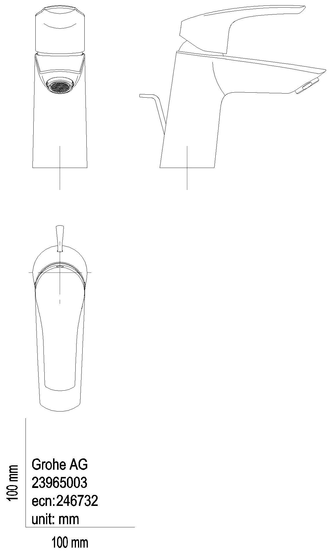 GROHE EH-WT-Batterie Eurosmart 23965_3 S-Size geneigt Version chrom