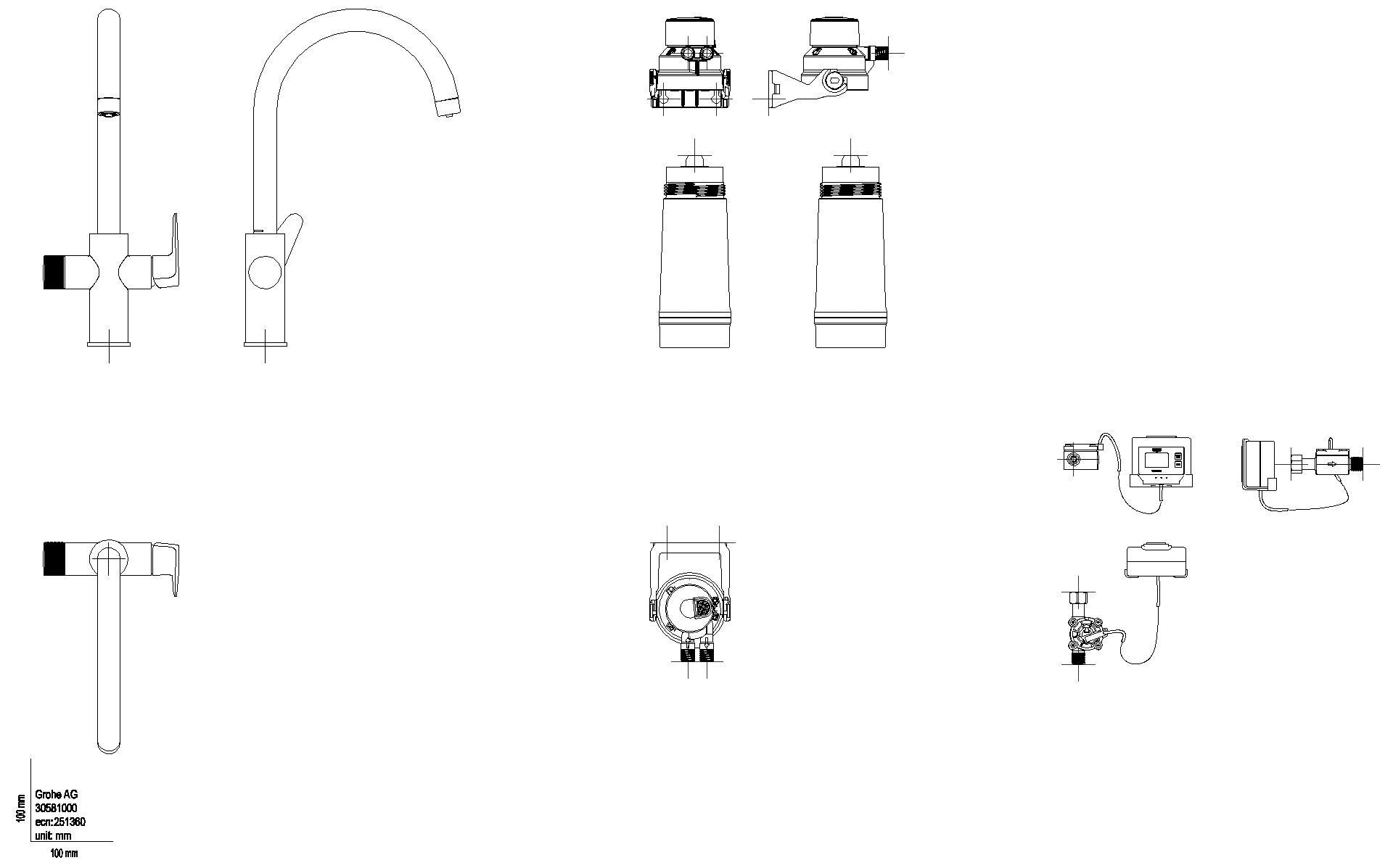 GROHE Starter Kit GROHE Blue Pure BauCurve 30581 C-Auslauf S-Filter chrom