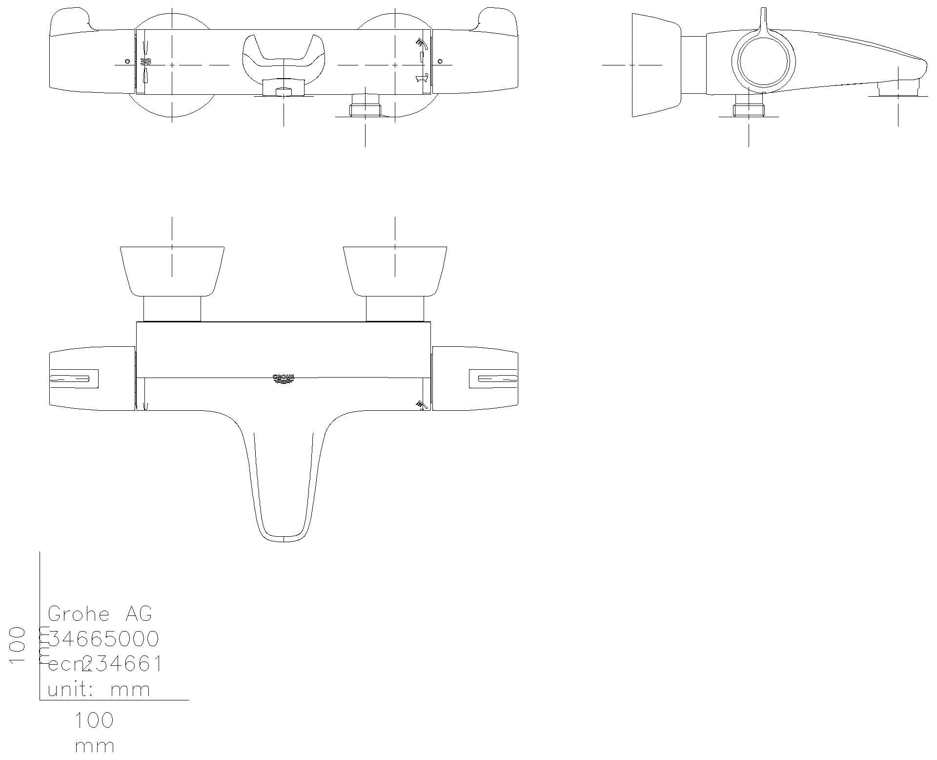 GROHE THM-Wannenbatt. Grohtherm Special 34665 mit verdeckten S-Anschlüssen chrom
