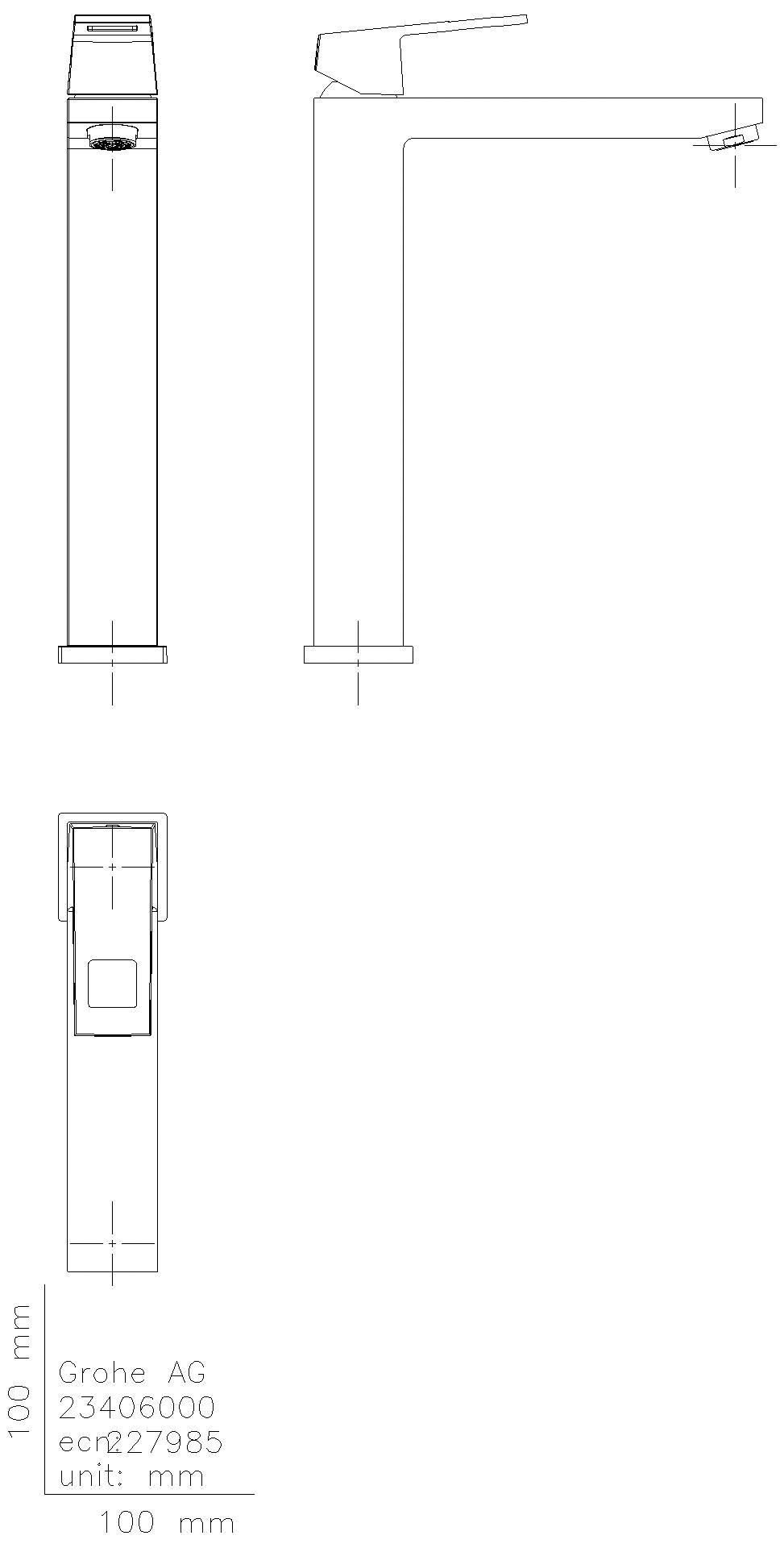 GROHE EH-WT-Batterie Eurocube 23406 für freistehende Waschschüsseln chrom