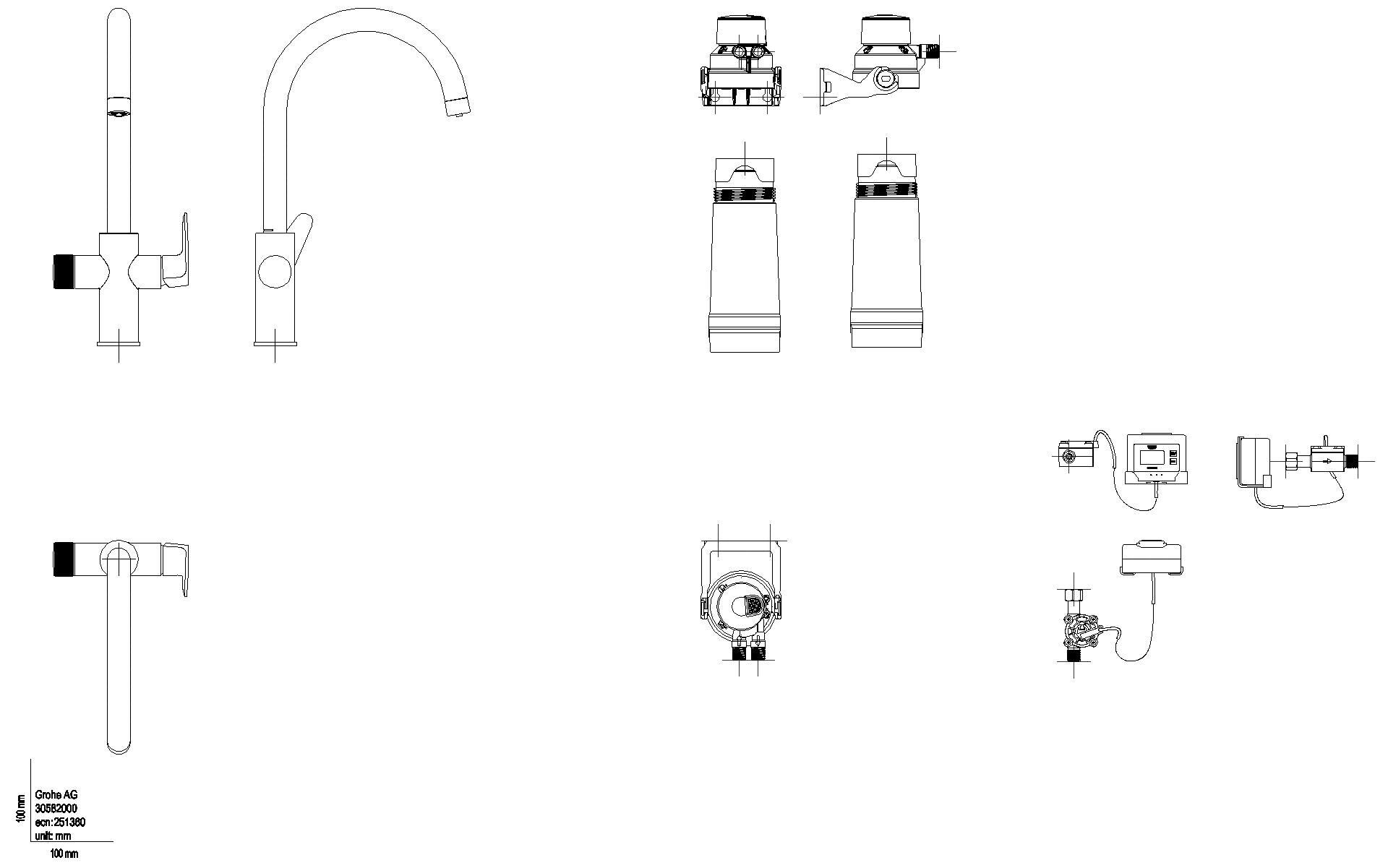 GROHE Starter Kit GROHE Blue Pure BauCurve 30582 C-Auslauf US-Filter chrom