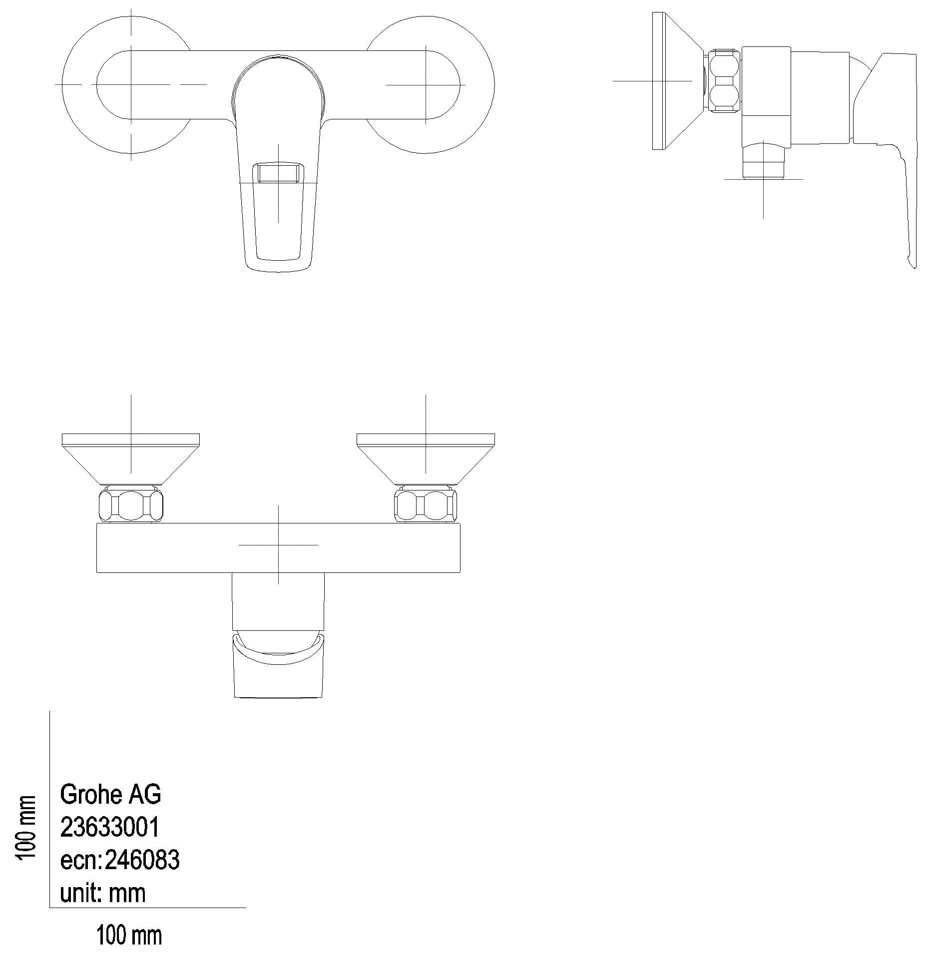 GROHE EH-Brausebatterie BauLoop 23633_1 Wandmontage eigensicher chrom