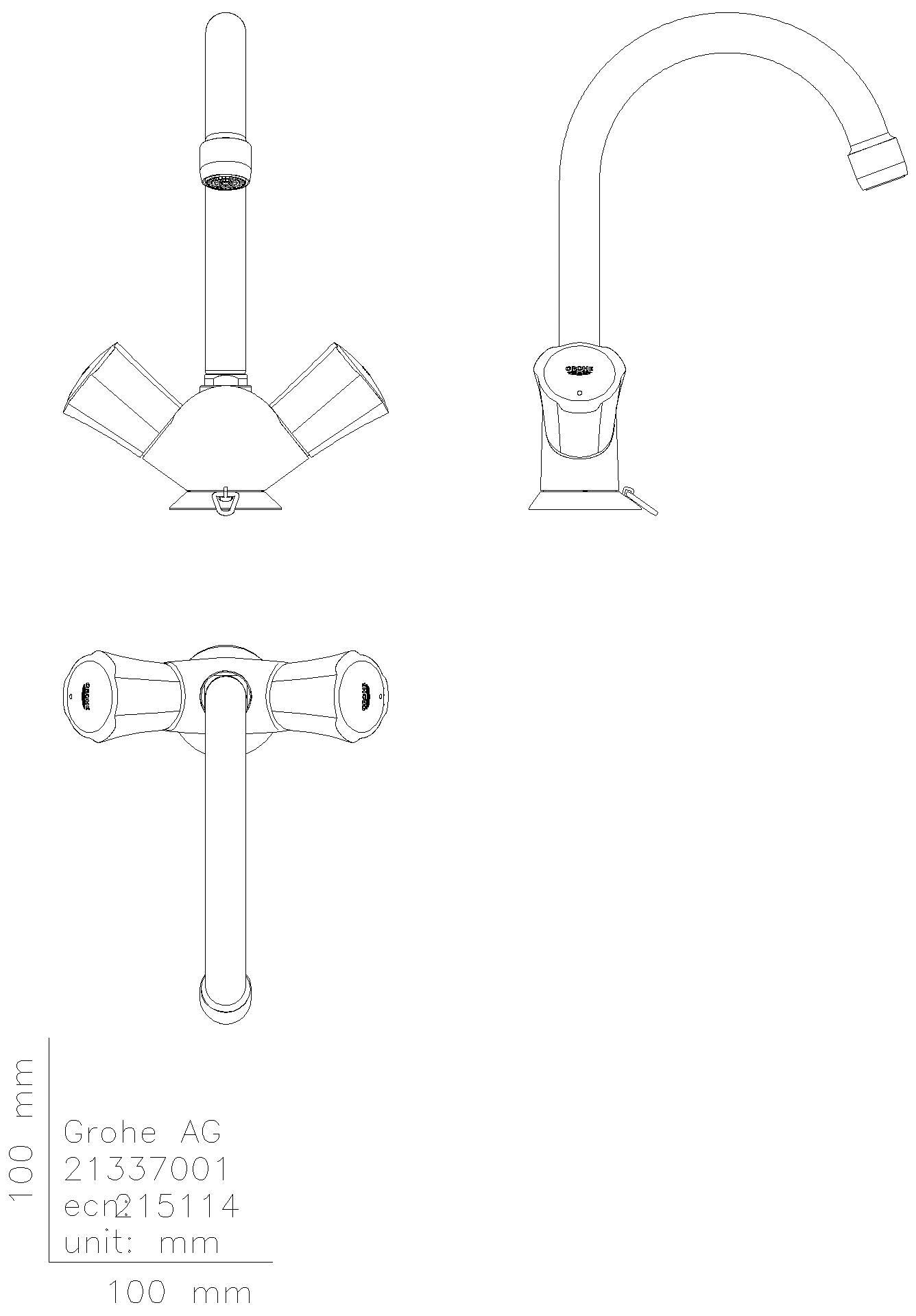 GROHE WT-Einlochbatterie Costa 21337_1 Schwenkauslauf versenkbare Kette chrom