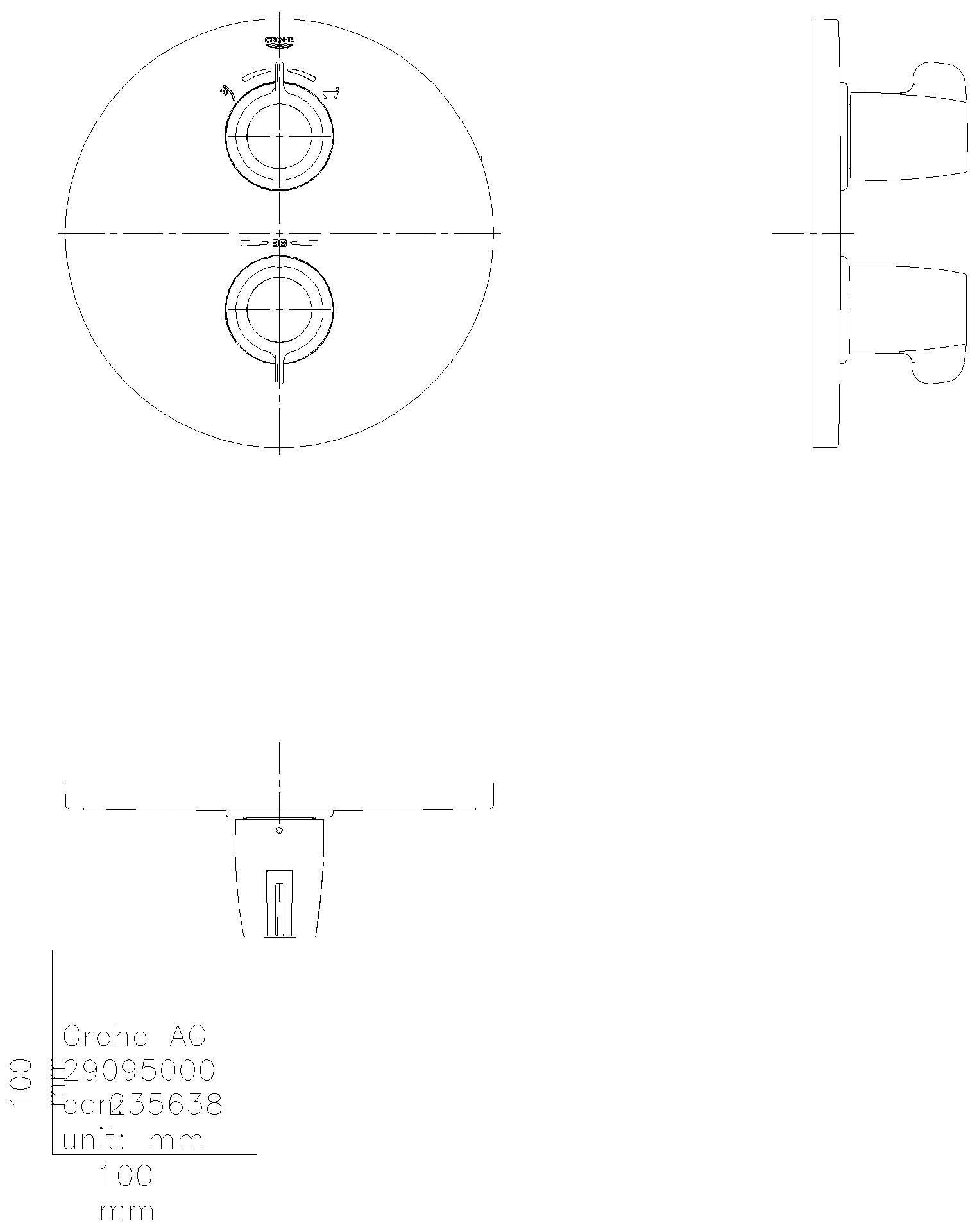 GROHE THM-Wannenbatt. Grohtherm Special 29095 FMS für Rapido T 35 500 000 chrom