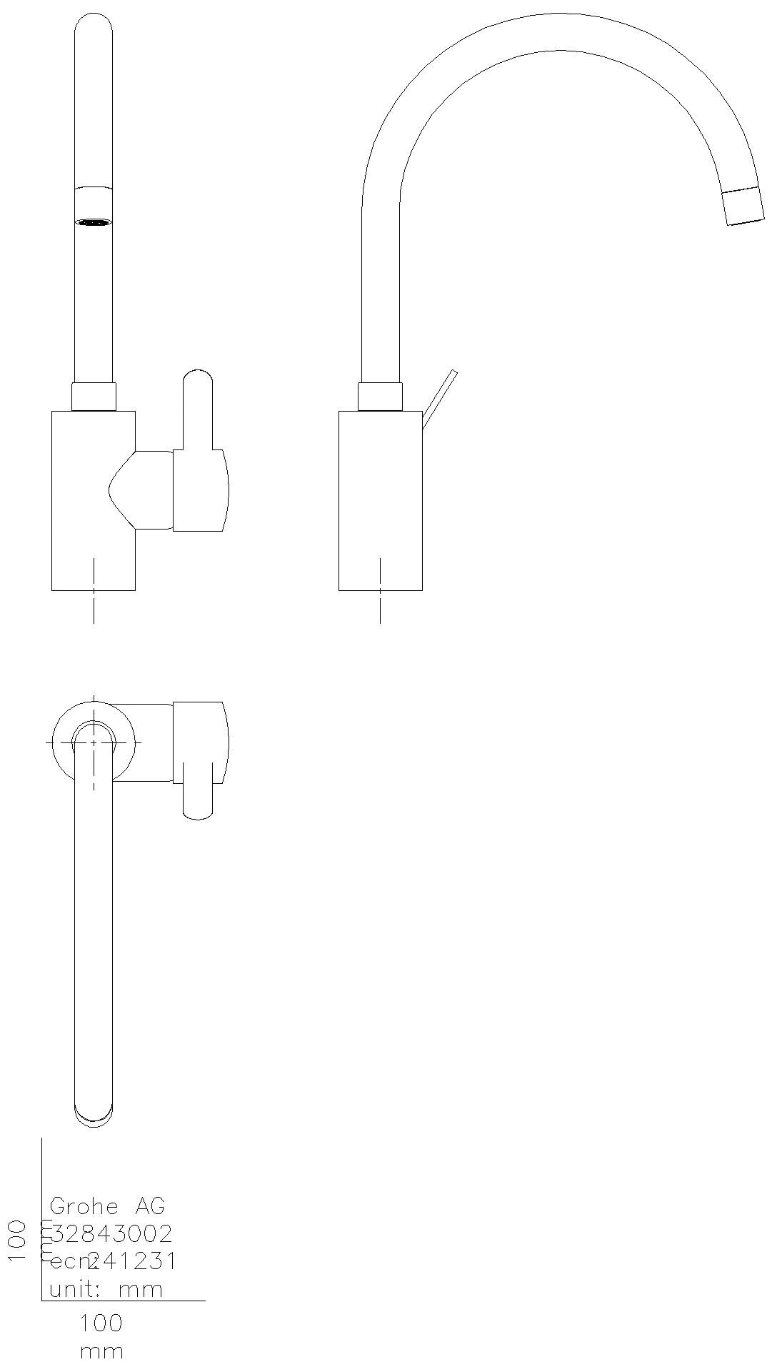 GROHE EH-SPT-Batt. Eurosmart C 32843_2 hoher Auslauf chrom