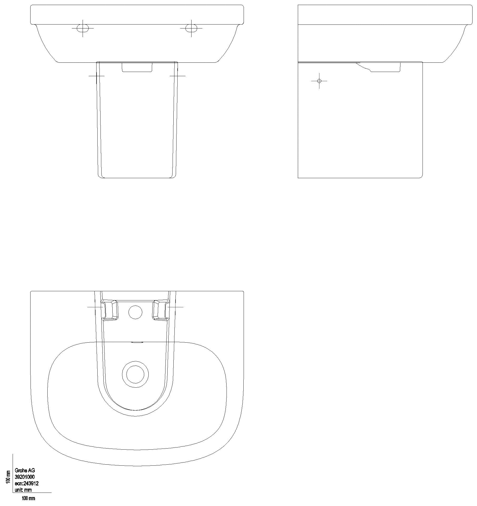GROHE Halbsäule Euro Keramik 39201 für Waschtisch alpinweiß