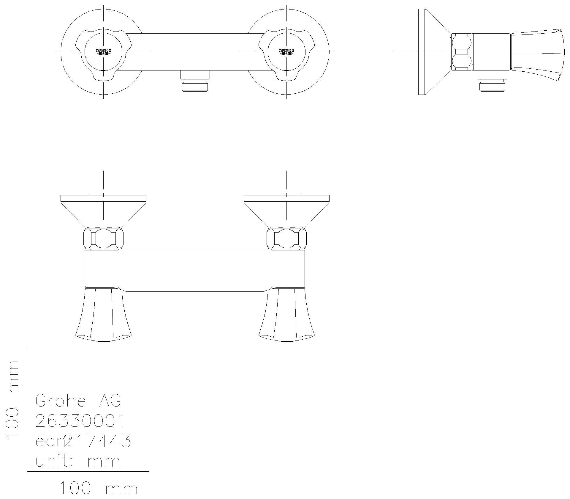 GROHE 2-Griff-Brausebatterie Costa 26330_1 DN15 Wandmontage chrom