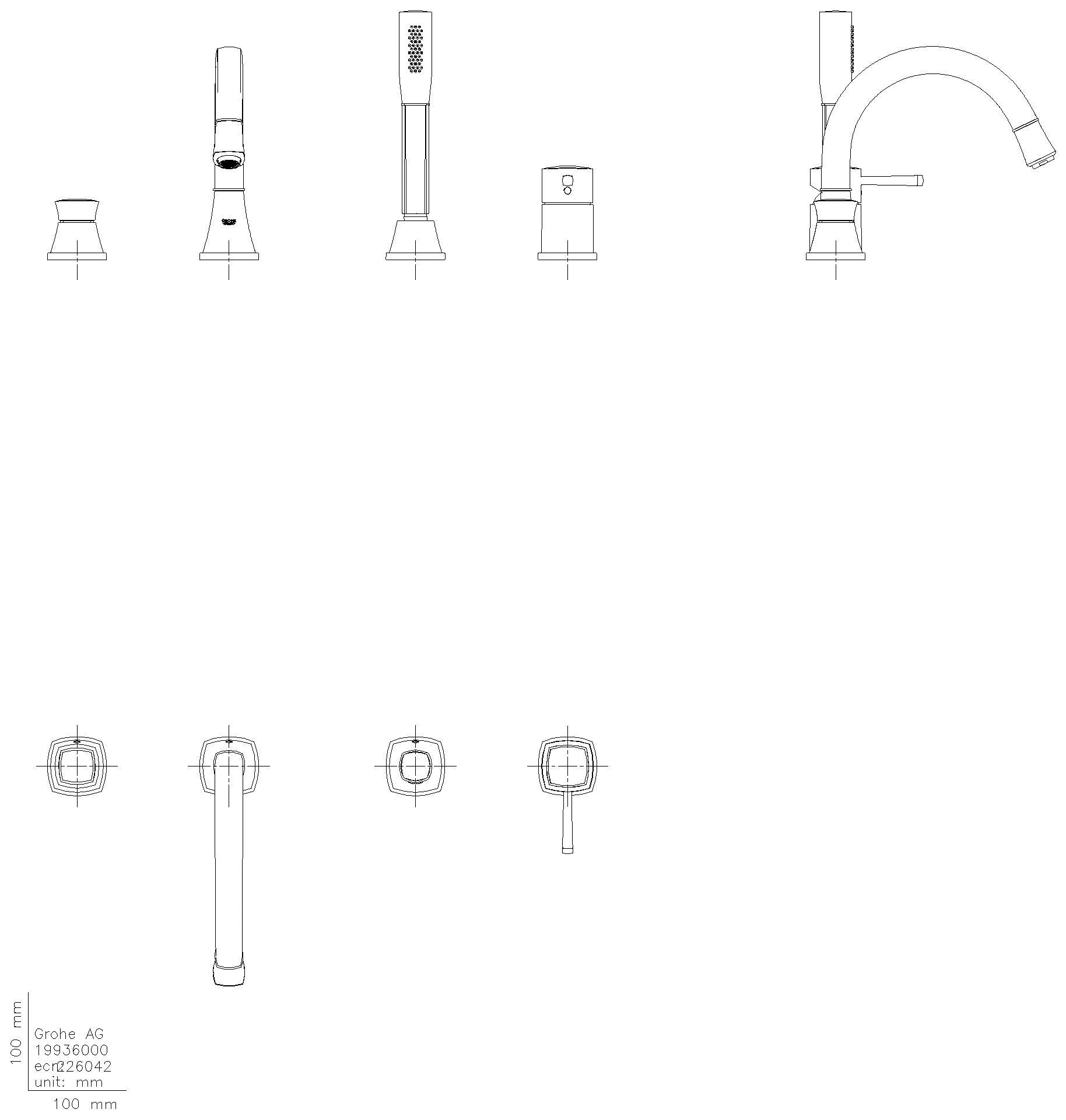 GROHE 4-Loch-Wannen-Kombination Grandera 29418 chrom/gold