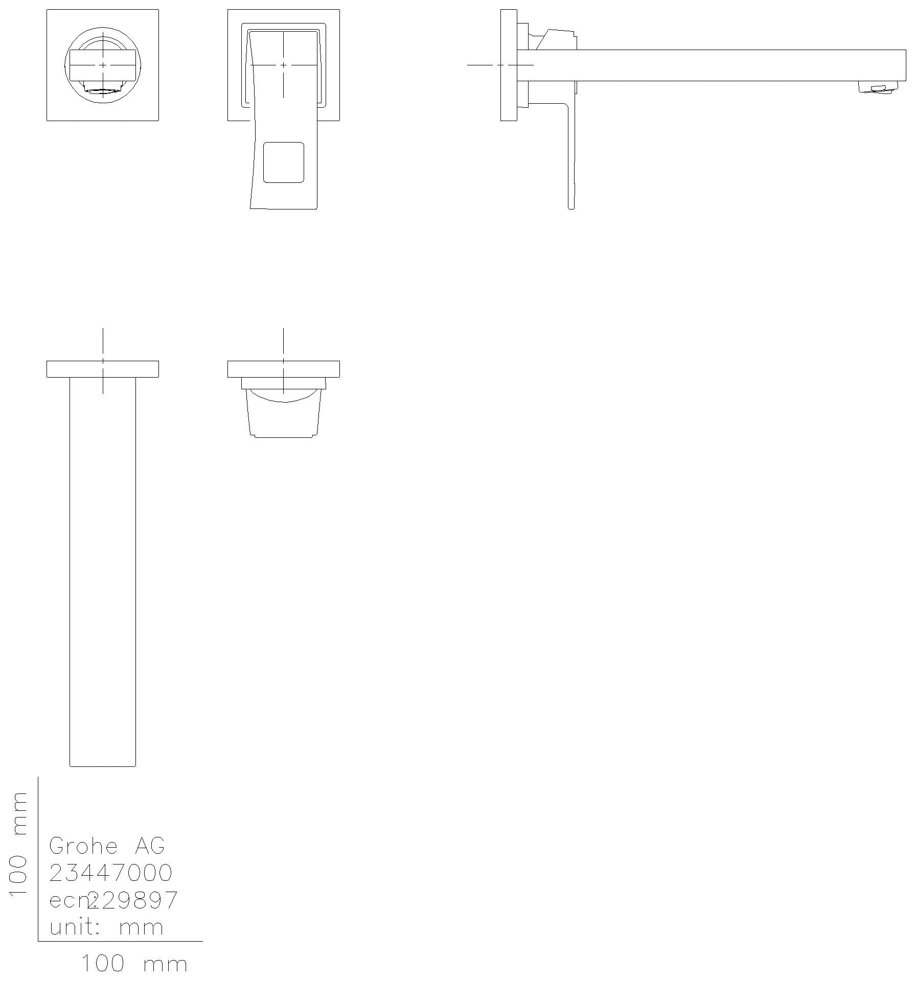GROHE 2-Loch-WT-Wandbatterie Eurocube 23447 Fertigmontageset supersteel