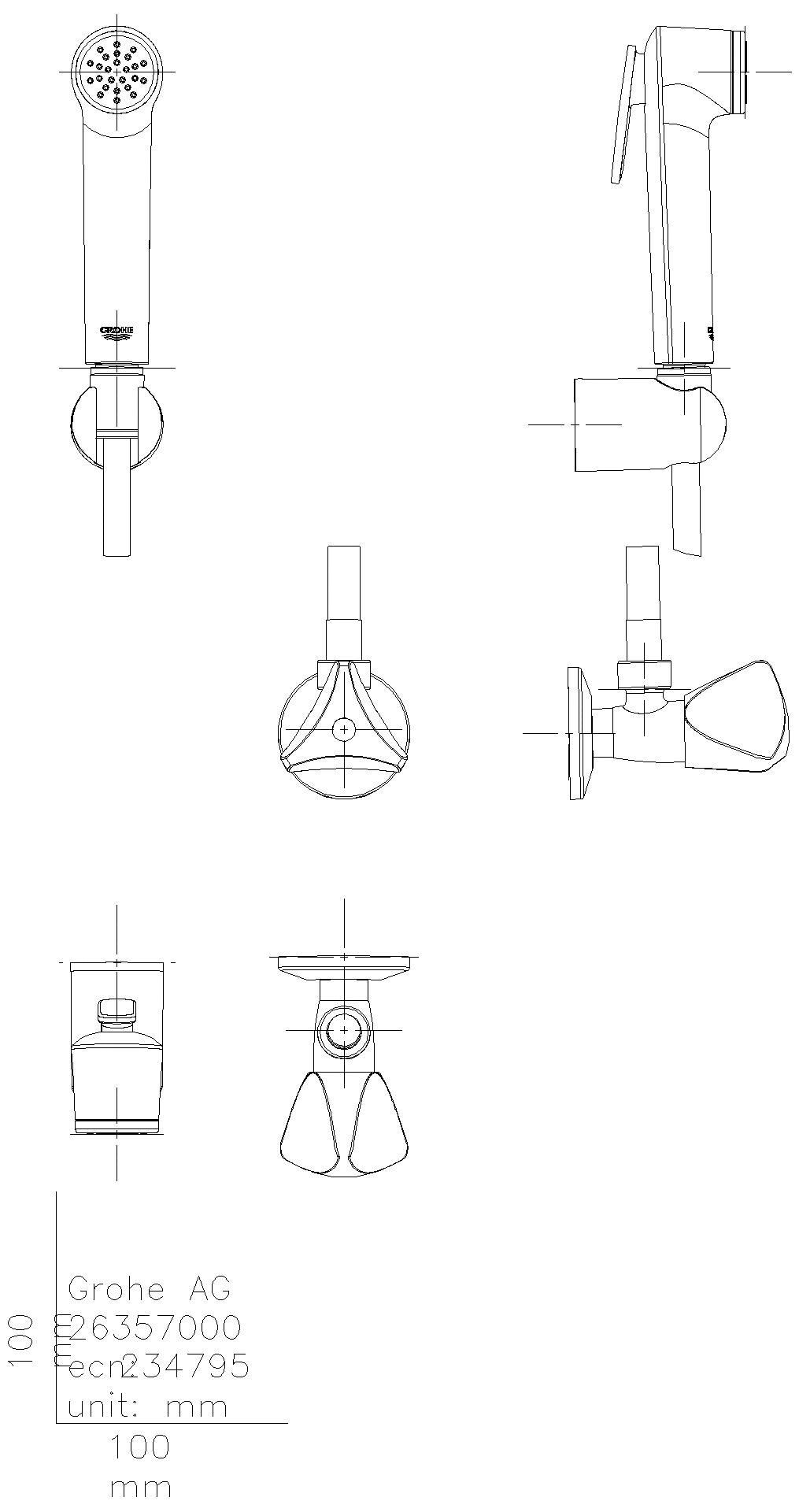 GROHE Wandhalterset Temp.-F Trigger Spray 30 27514_1 7l ASV Schl. 1,25 m chrom