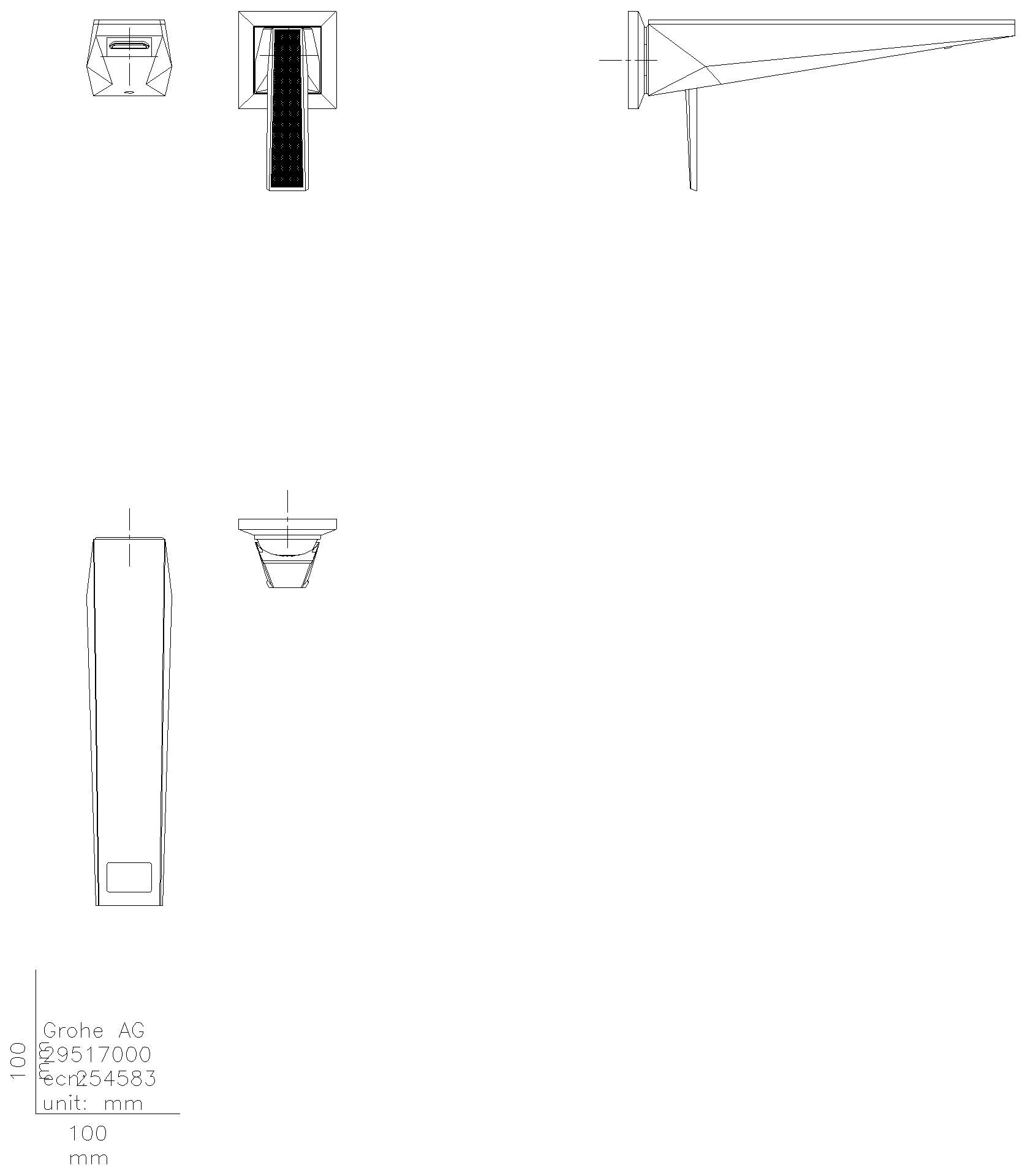GROHE 2L-WT-Wandbat. All. Bril. PC 29517 FMS Griff Rändelstruktur hard graph. gb.