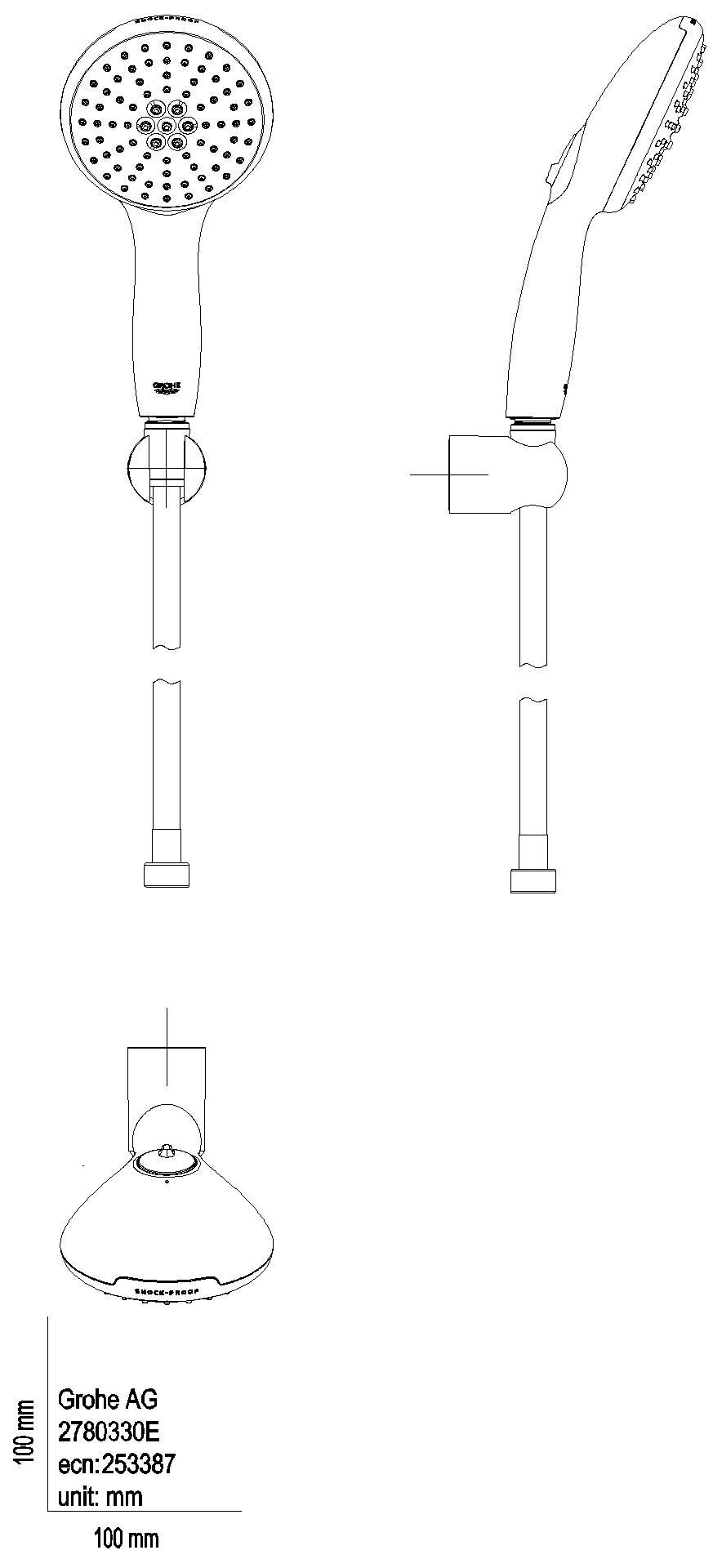 GROHE Wandhalterset Tempesta 110 27803_3 2 Strahl Schlauch 1500mm 5,6 l/min chrom