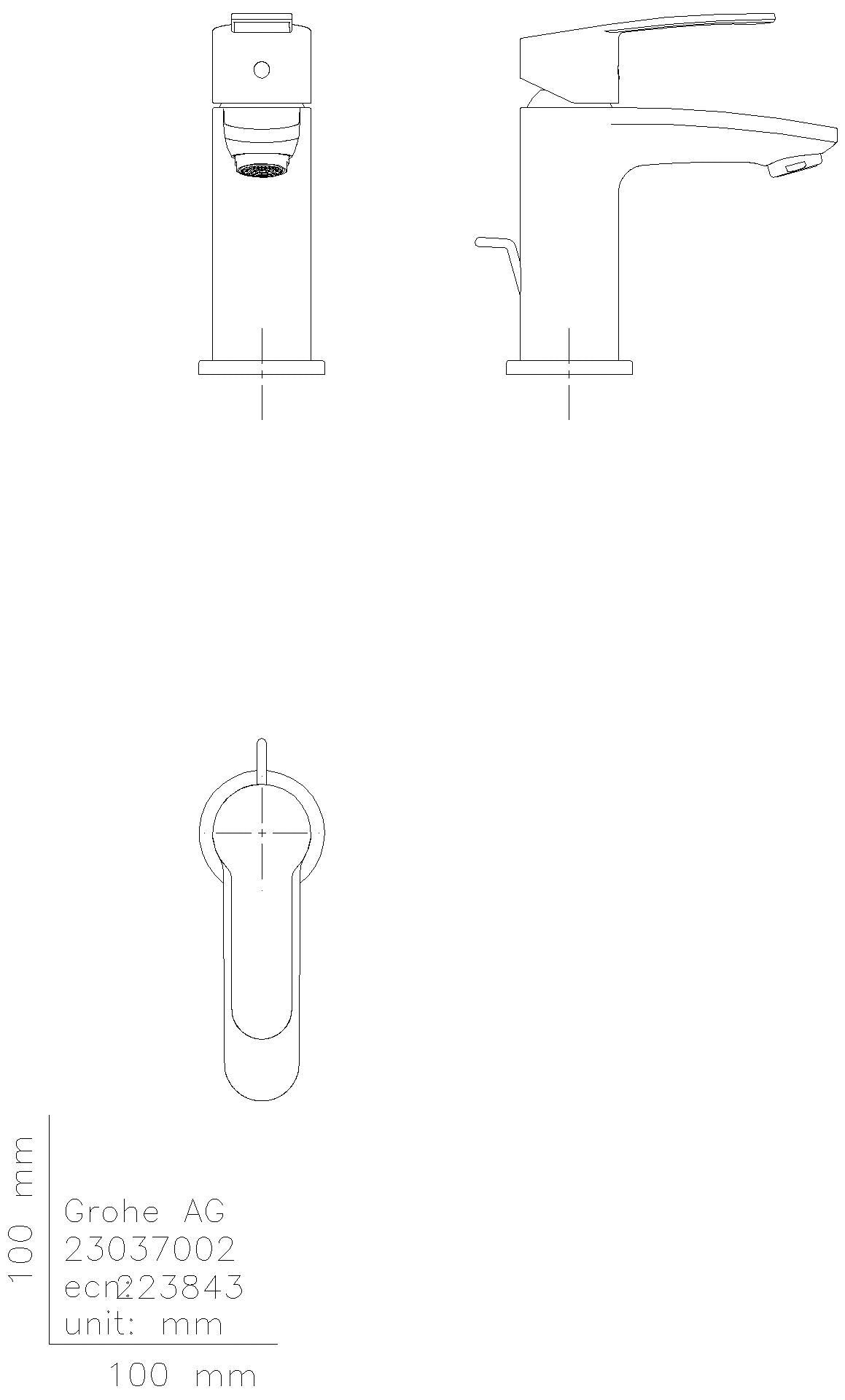 GROHE EH-WT-Batterie Eurostyle C 23037_2 Zugstangen-Ablaufgarnitur chrom