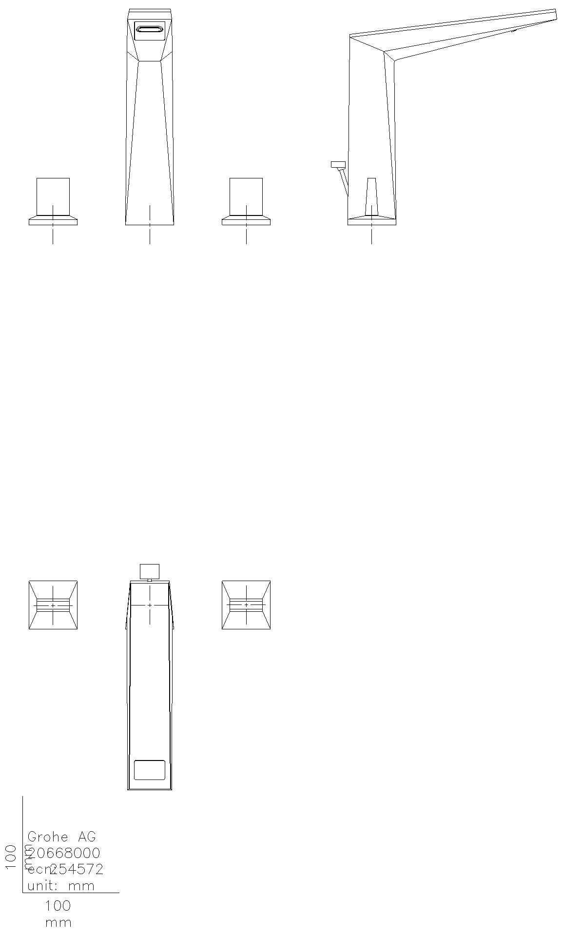GROHE 3-Loch-WT-Batterie Allure Brilliant PC 20668 Trapezbetätigung WA-Ceasarstone chrom