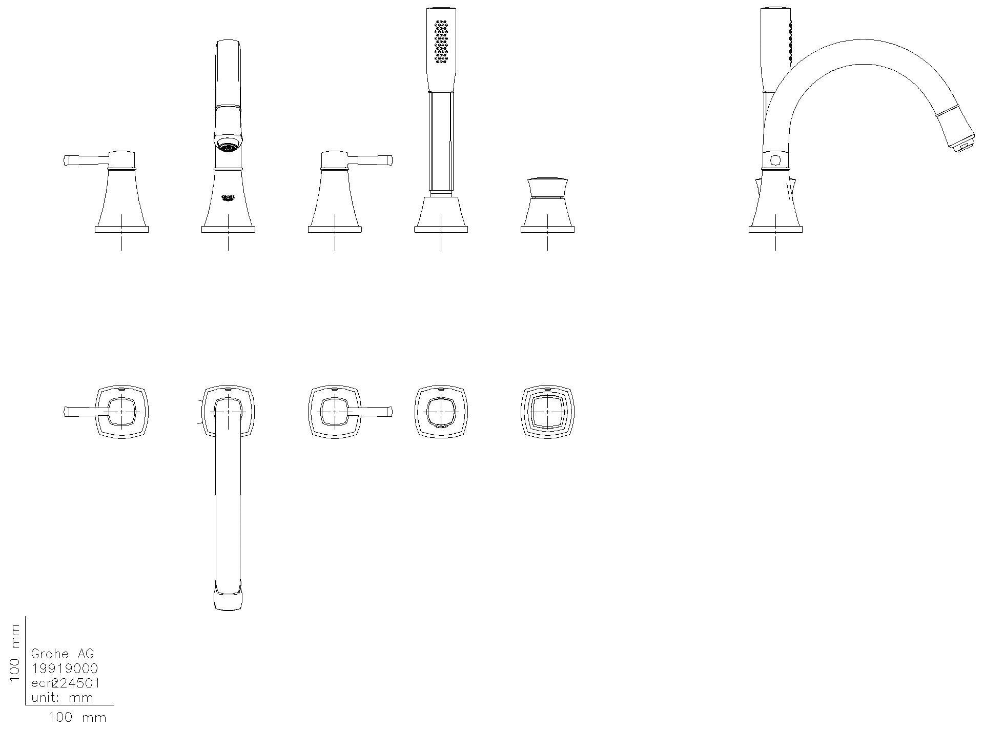GROHE 5-Loch-Wannen-Kombination Grandera 29415 chrom
