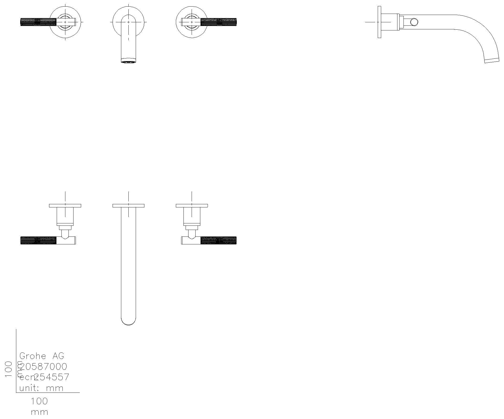 GROHE 3-Loch-WT-Wandbatterie Atrio Private C. 20587 FMS für Hebelgriffe cool sunrise
