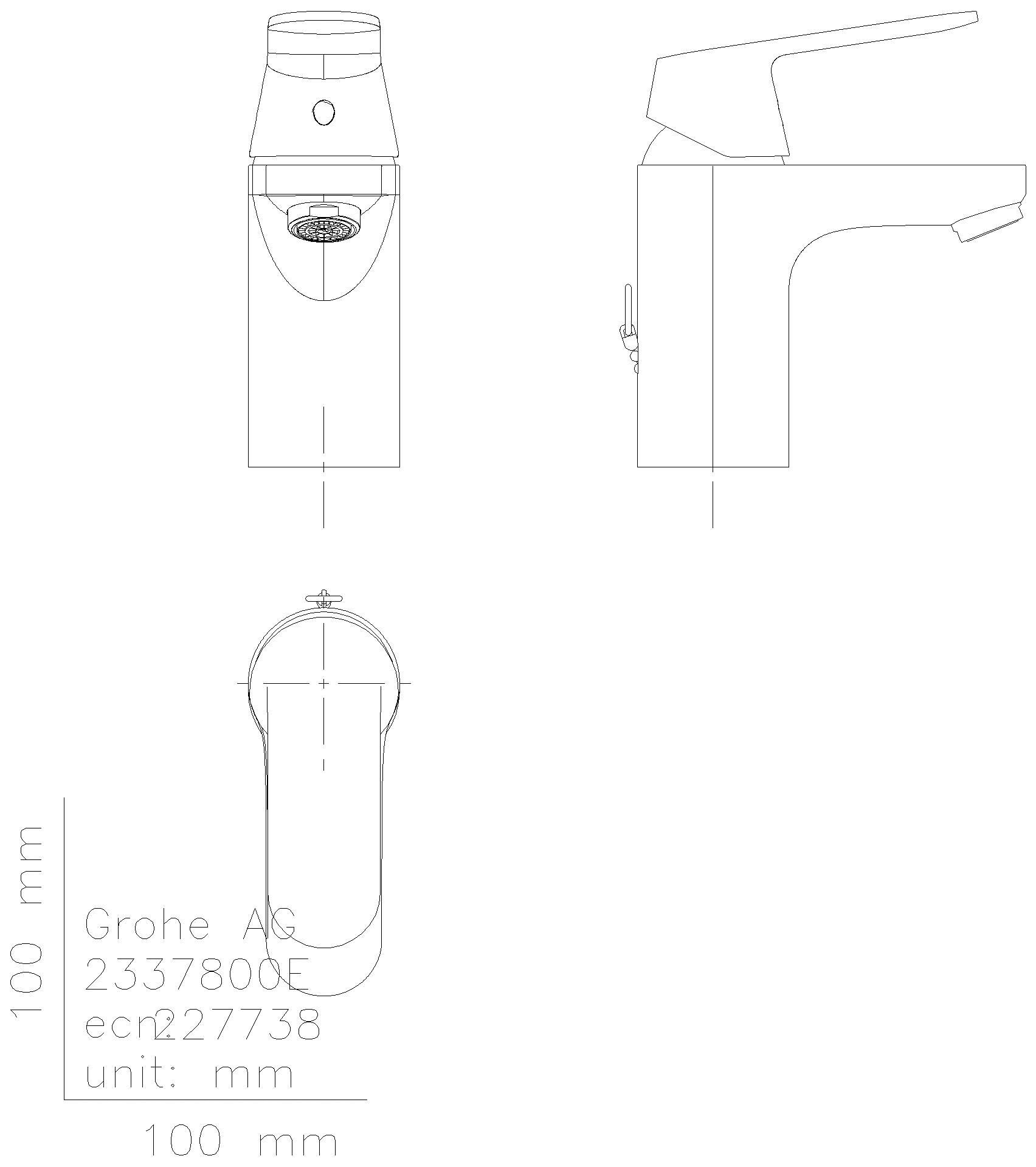 GROHE EH-Waschtischbatterie Eurosmart C 23378 versenkbare Kette EcoJoy chrom