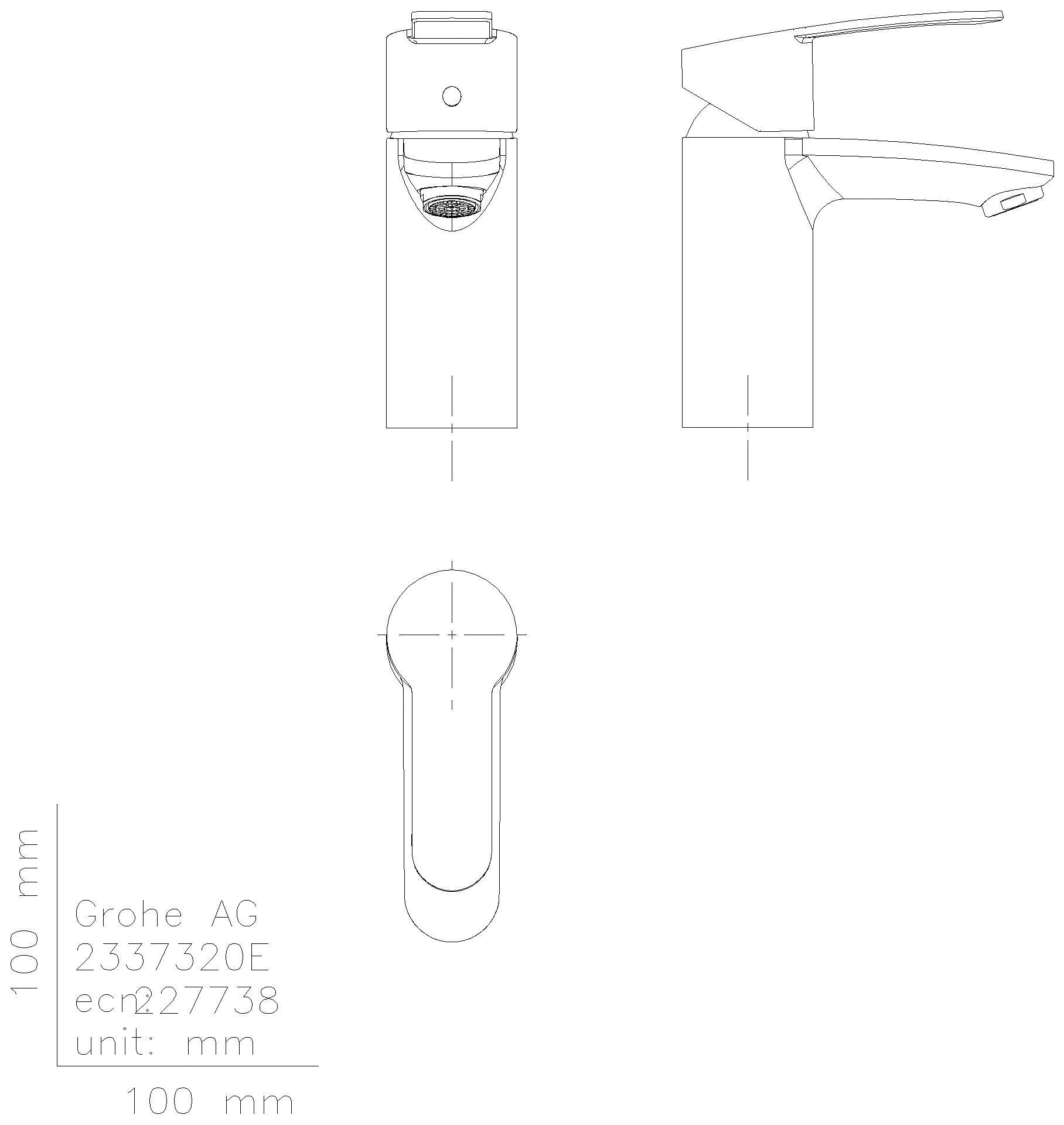 GROHE EH-WT-Batterie Eurostyle C 23373_2 glatter Körper EcoJoy chrom