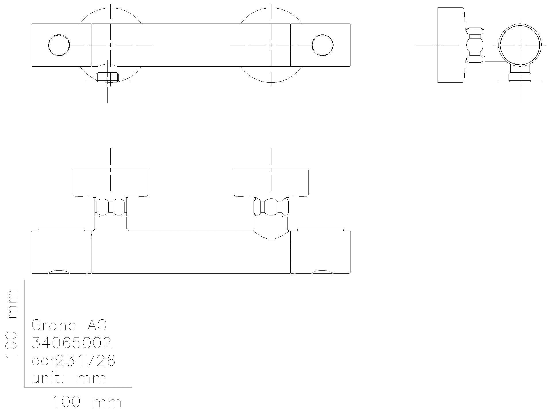 GROHE THM-Brausebatt. Grohtherm 1000 C 34065_2 Wandmontage hard graphite geb.