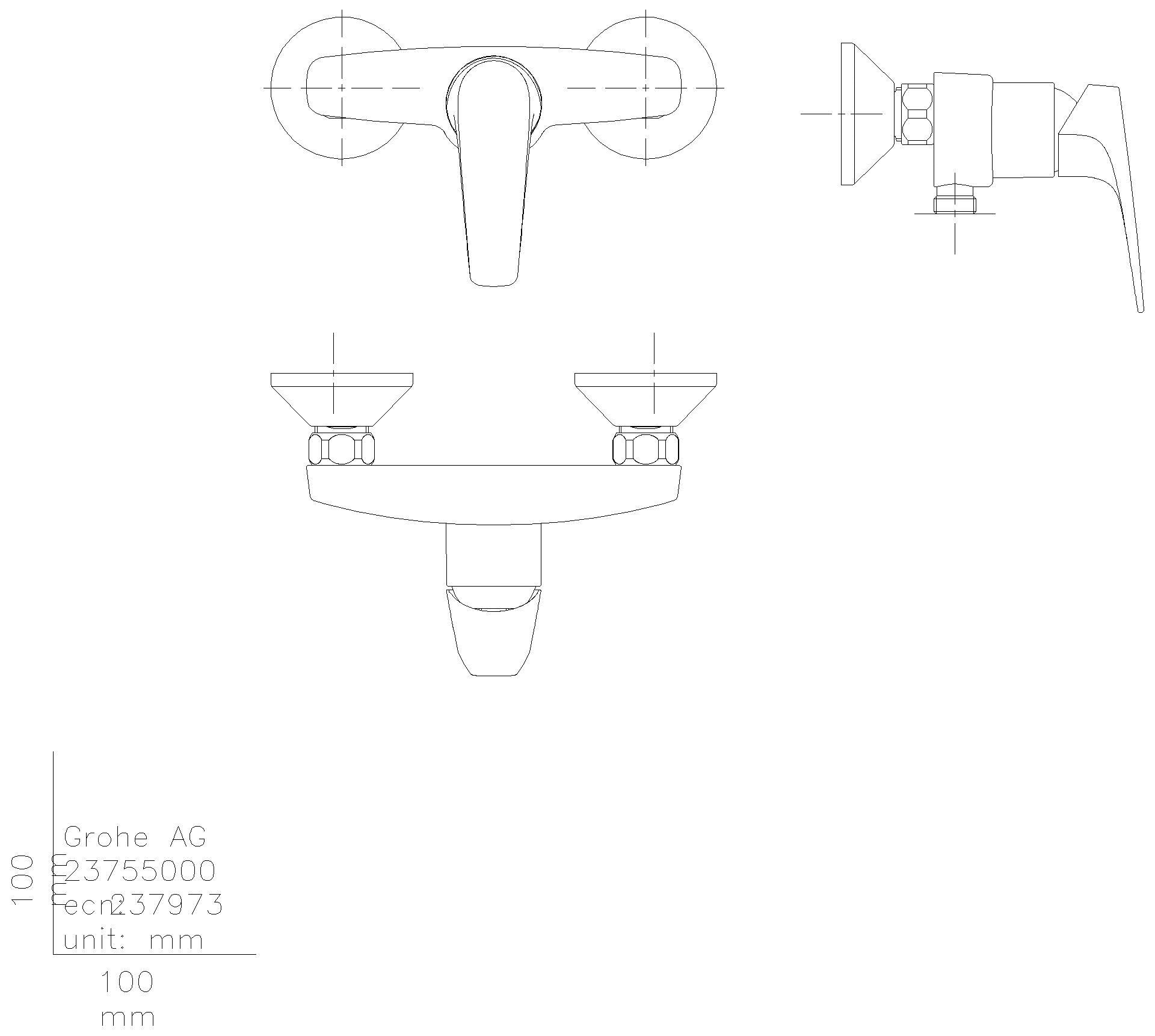GROHE EH-Brausebatterie BauFlow 23755 Wandmontage chrom