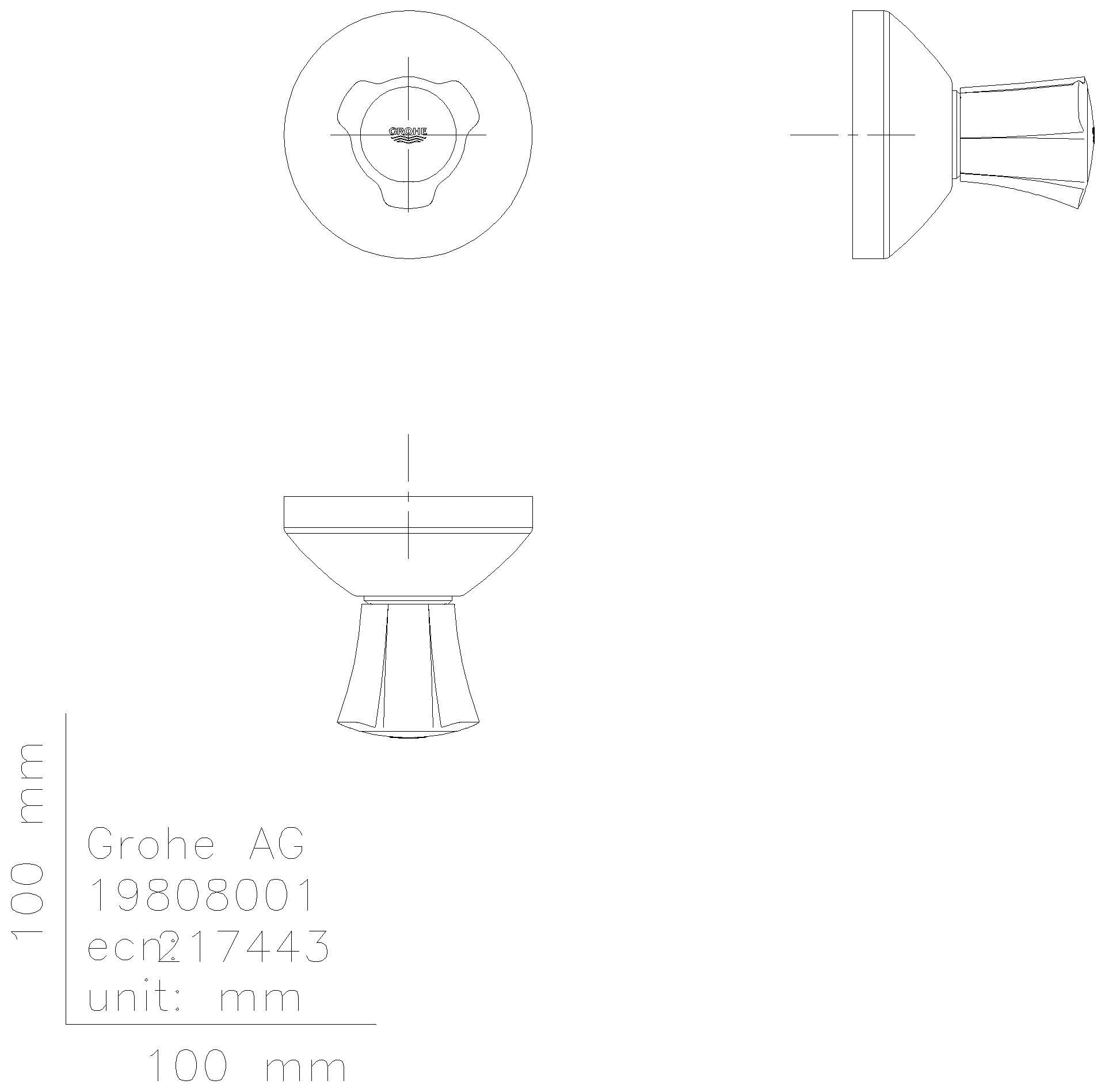 GROHE UP-Ventil Oberbau Costa 19808_1 Mark. blau Einbautiefe 20-80 mm chrom