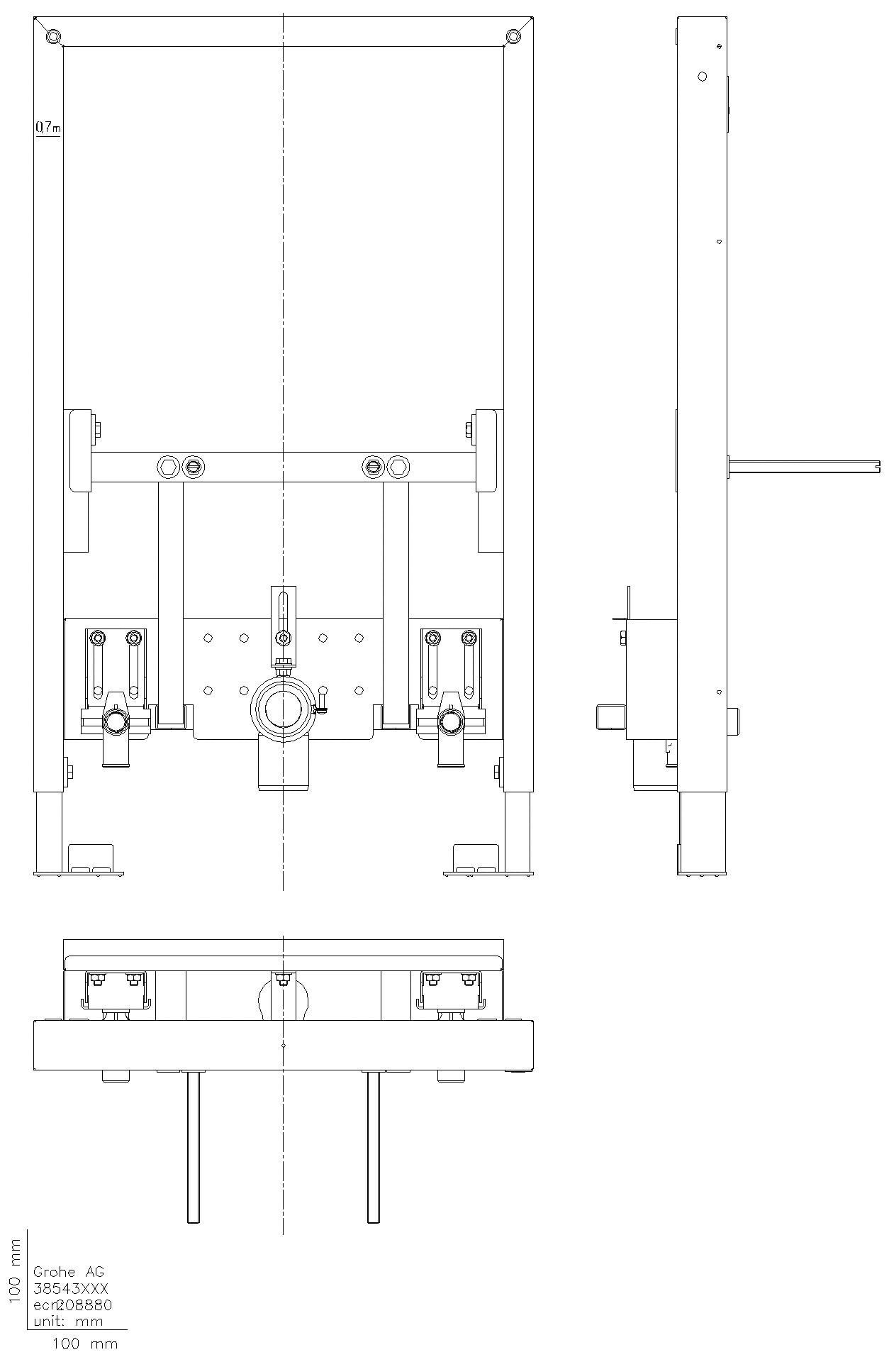 GROHE Bidet-Element Rapid SL 38543 Bauhöhe 0,82m Ständerwand oder Vorwand