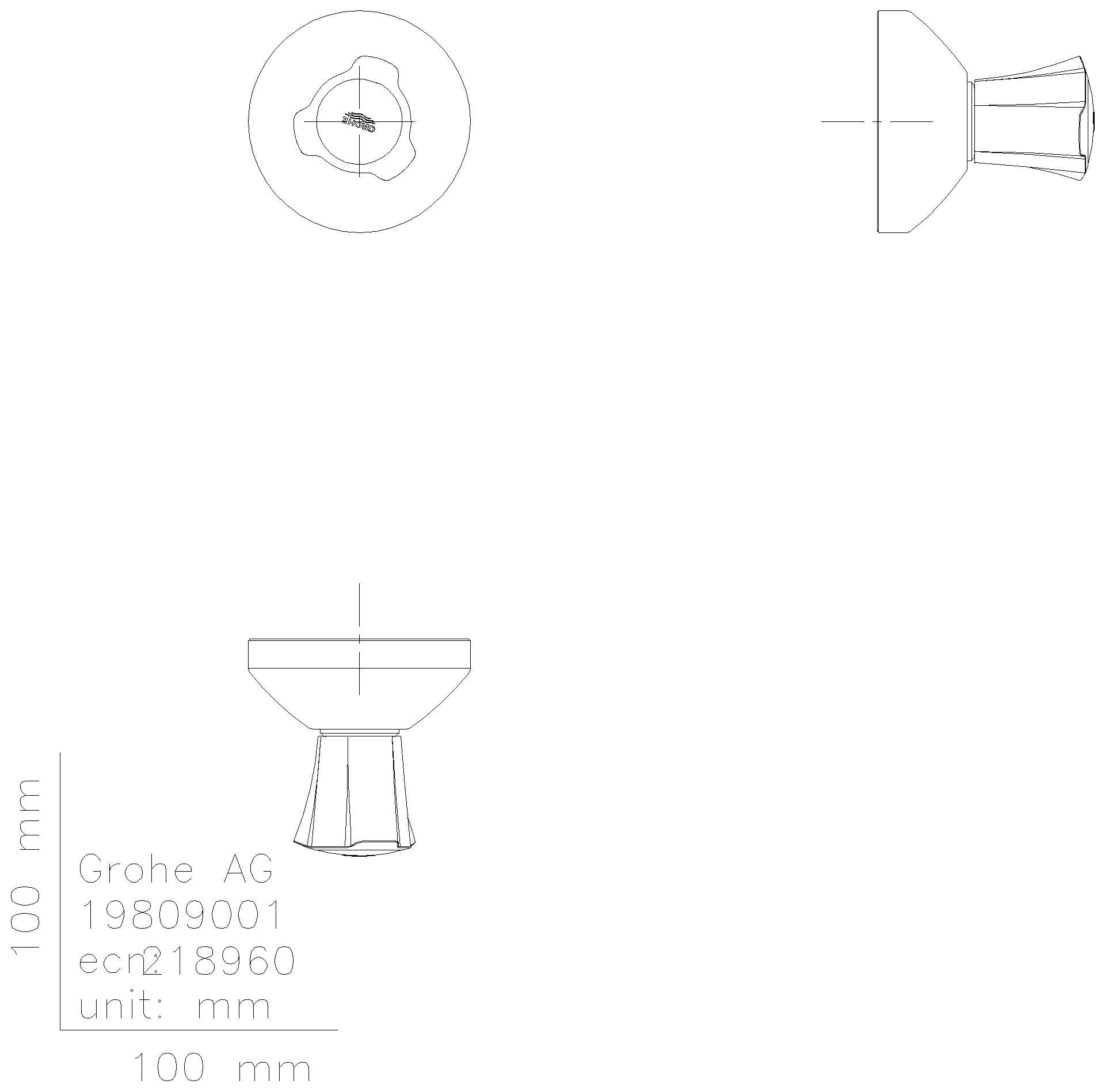 GROHE UP-Ventil Oberbau Costa 19809_1 Markierung rot Einbautiefe 20-80mm chrom