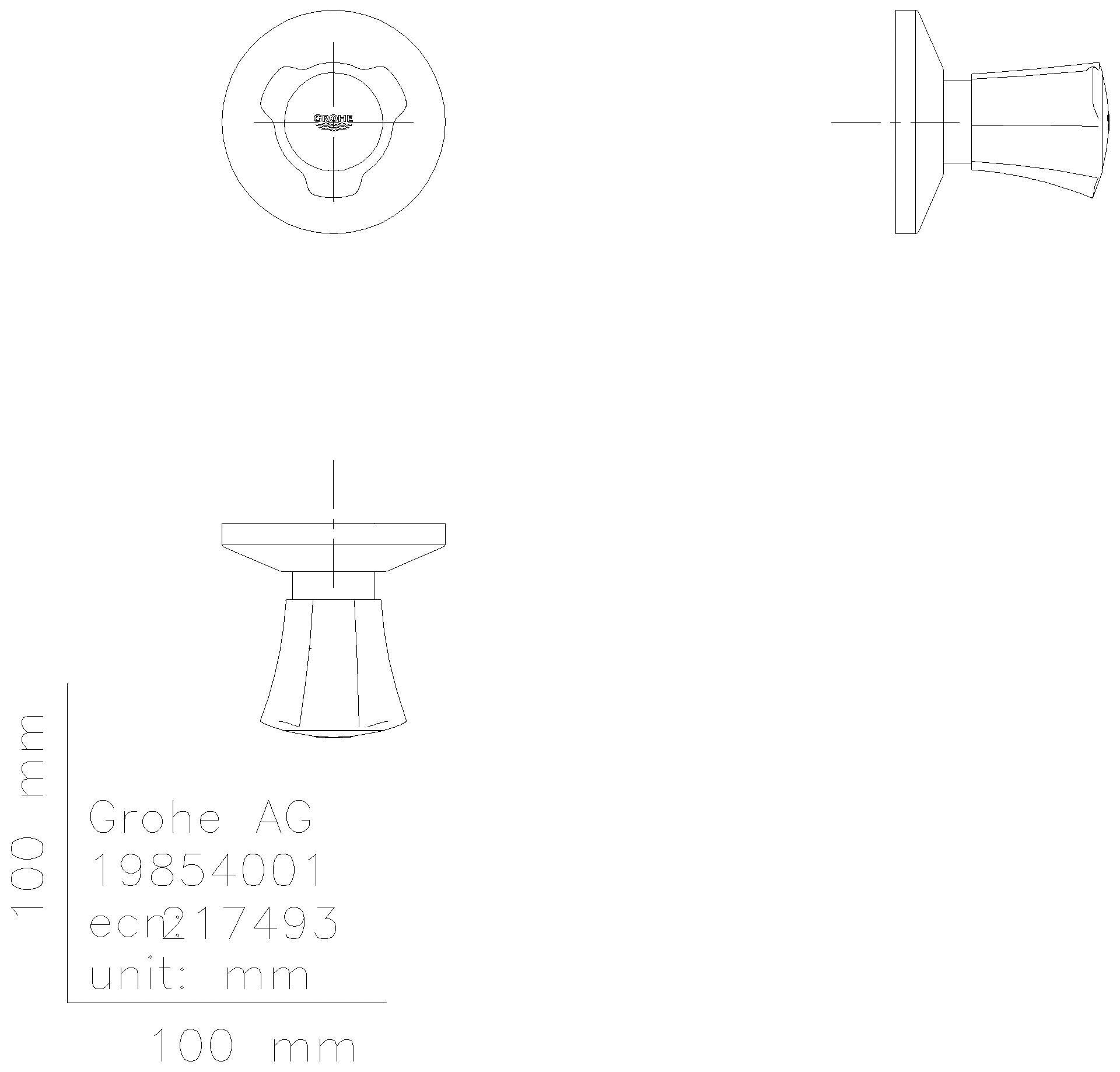 GROHE UP-Ventil Oberbau Costa 19854_1 Mark. blau Einbautiefe 10-35mm chrom