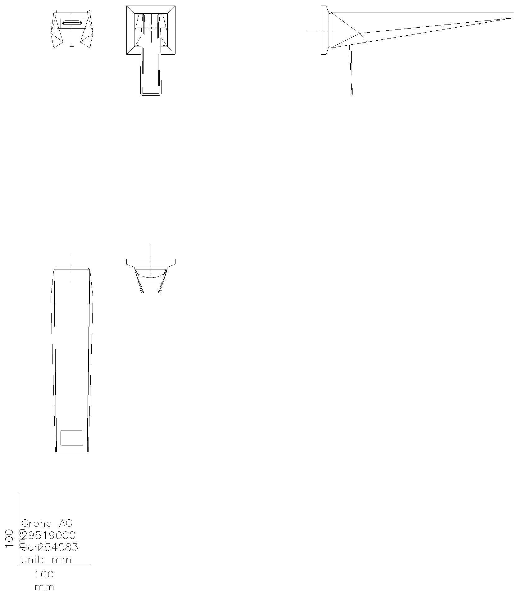 GROHE 2L-WT-Wandbat. All. Bril. PC 29521 FMS Griff VN-Caesarstone chrom