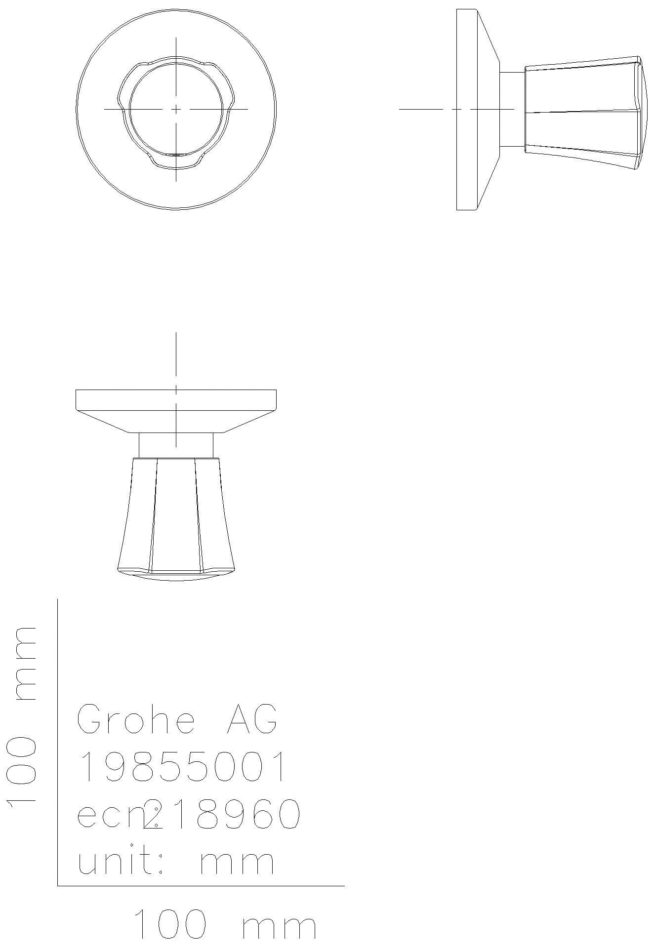 GROHE UP-Ventil Oberbau Costa 19855_1 Markierung rot Einbautiefe 10-35mm chrom
