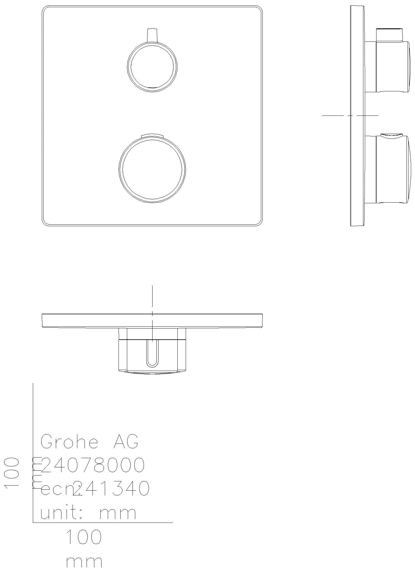 GROHE THM-Brausebatterie Grohtherm 24078 1 Abg. FMS für Rap. SmartBox eckig chrom